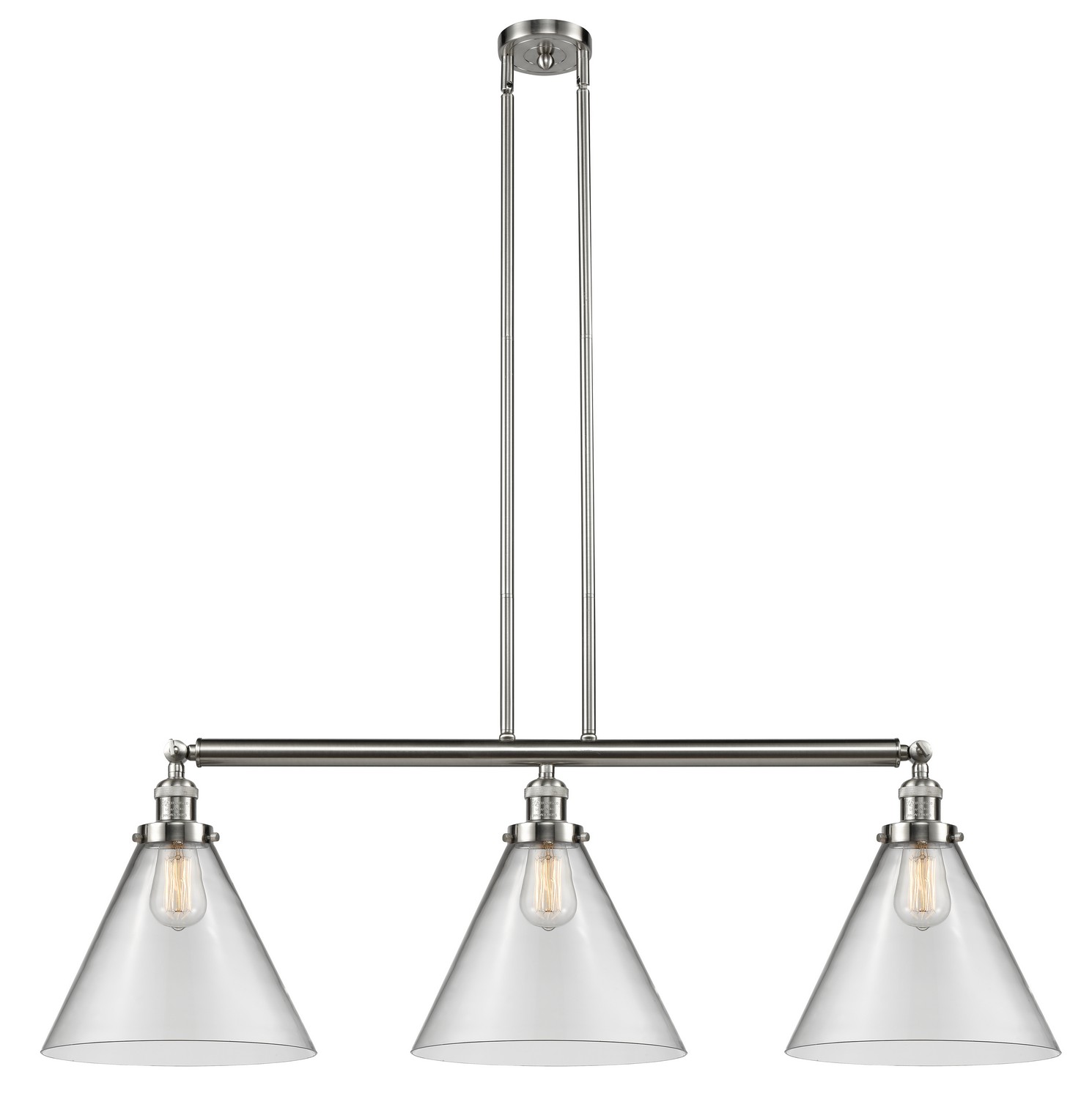 Three Light Island Pendant by Innovations - Franklin Restoration Collection, Brushed Satin Nickel Finish - 213-SN-G42-L