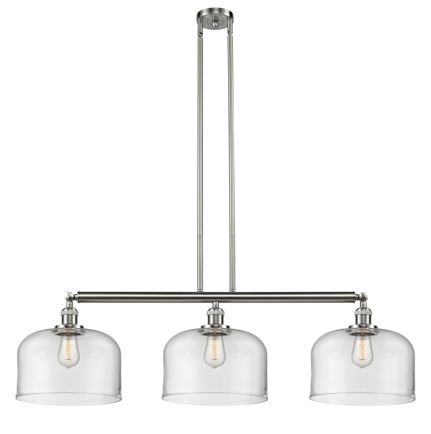Three Light Island Pendant by Innovations - Franklin Restoration Collection, Brushed Satin Nickel Finish - 213-SN-G72-L