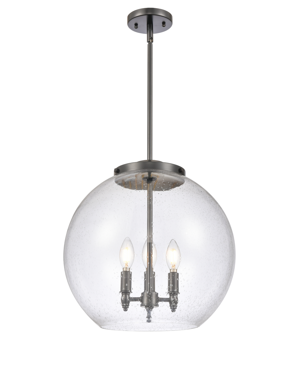 Three Light Pendant by Innovations - Essex Collection, Matte Black Finish - 221-3S-BK-G124-16
