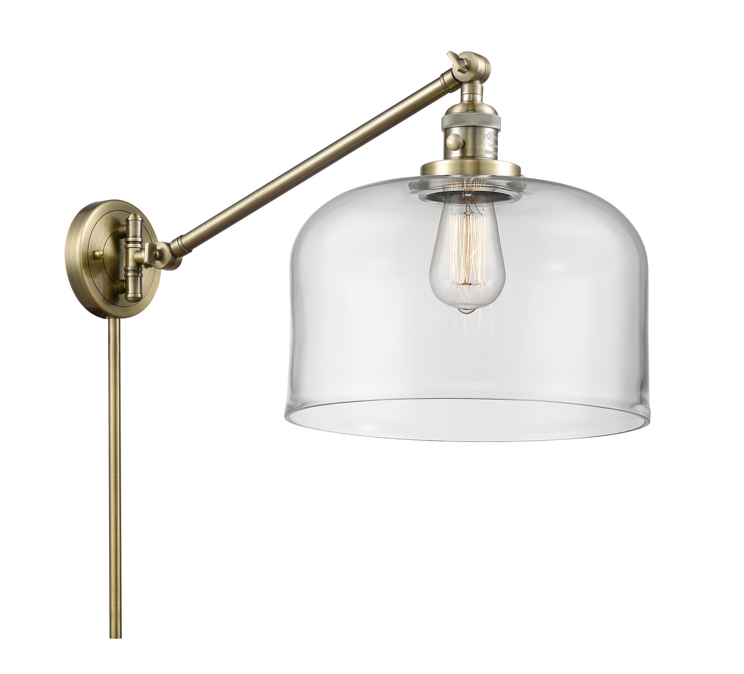 One Light Swing Arm by Innovations - Franklin Restoration Collection, Antique Brass Finish - 237-AB-G72-L