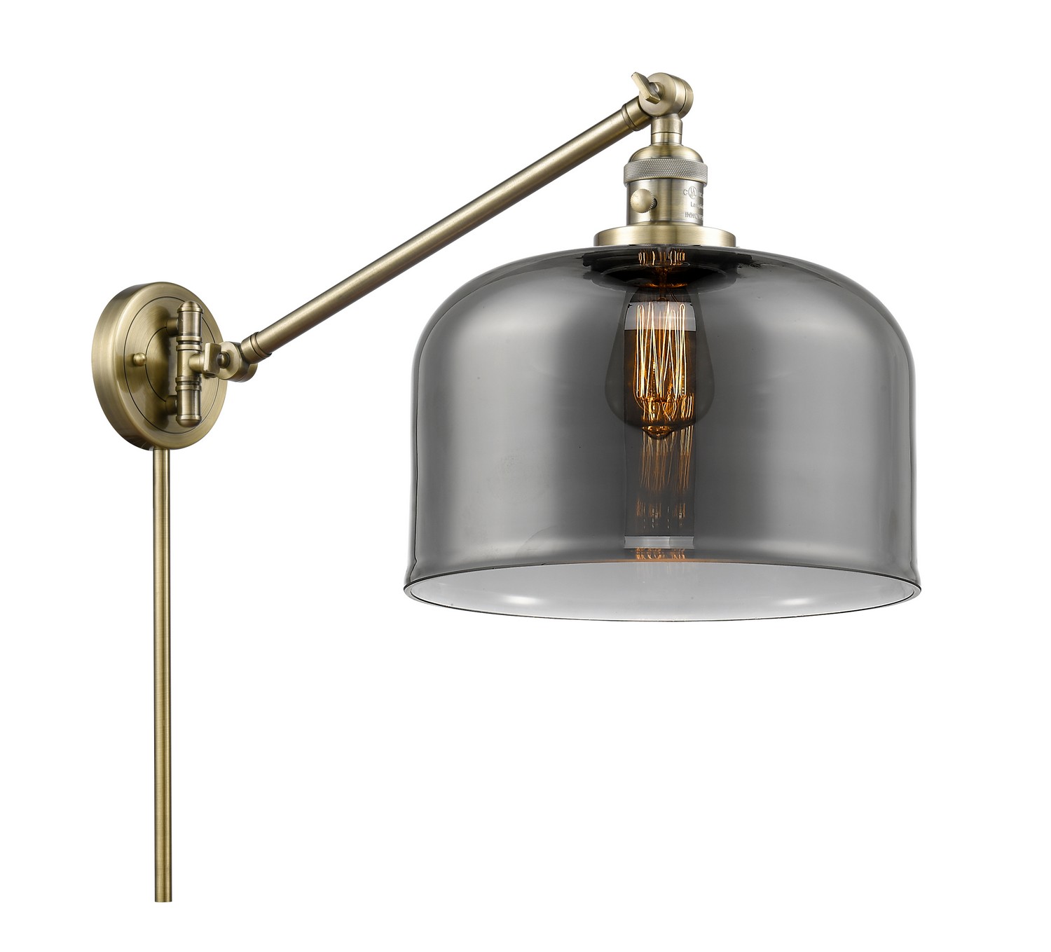 One Light Swing Arm by Innovations - Franklin Restoration Collection, Antique Brass Finish - 237-AB-G73-L