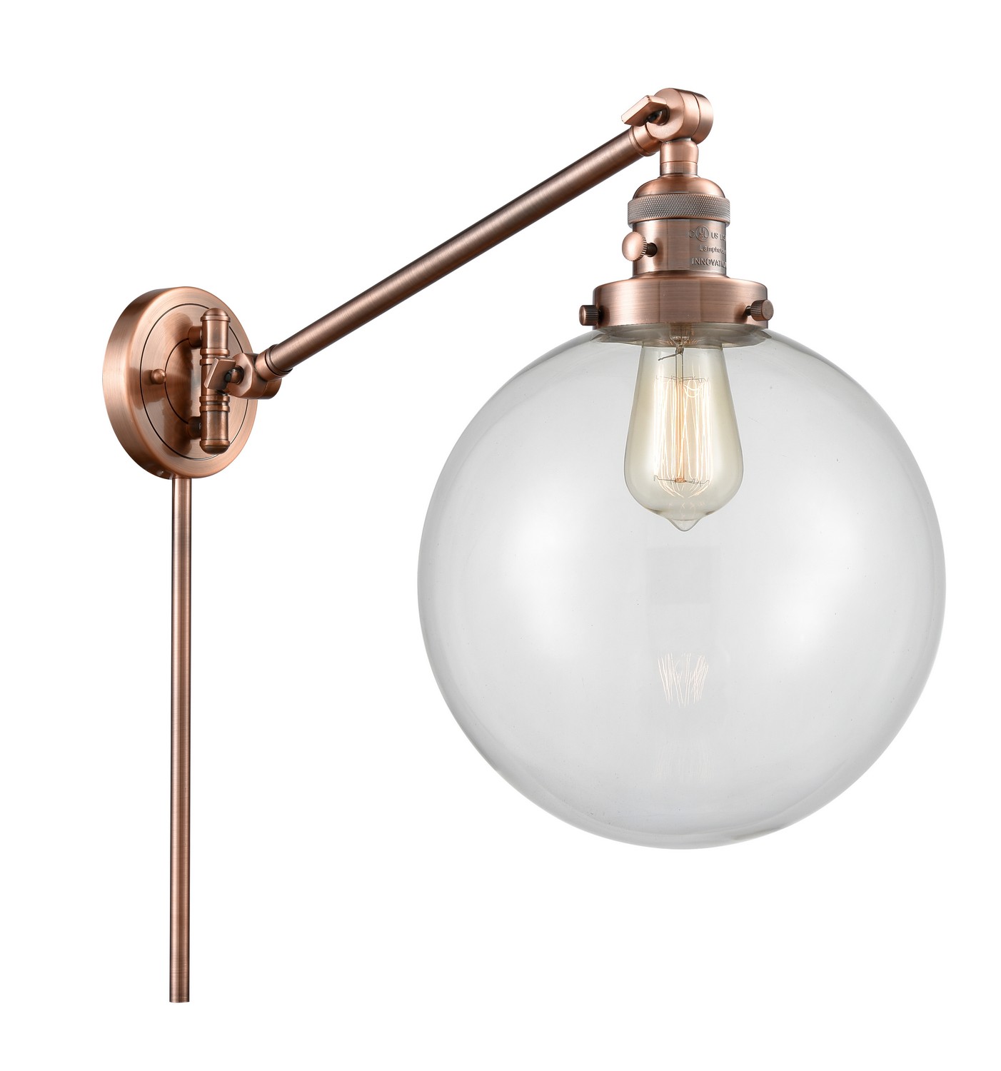 LED Swing Arm by Innovations - Franklin Restoration Collection, Antique Copper Finish - 237-AC-G202-10-LED