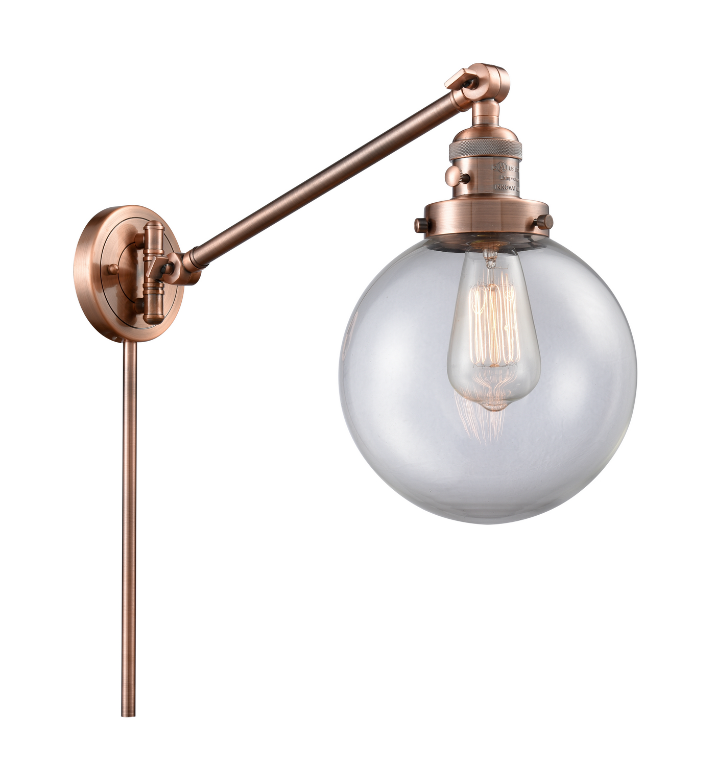 LED Swing Arm by Innovations - Franklin Restoration Collection, Antique Copper Finish - 237-AC-G202-8-LED