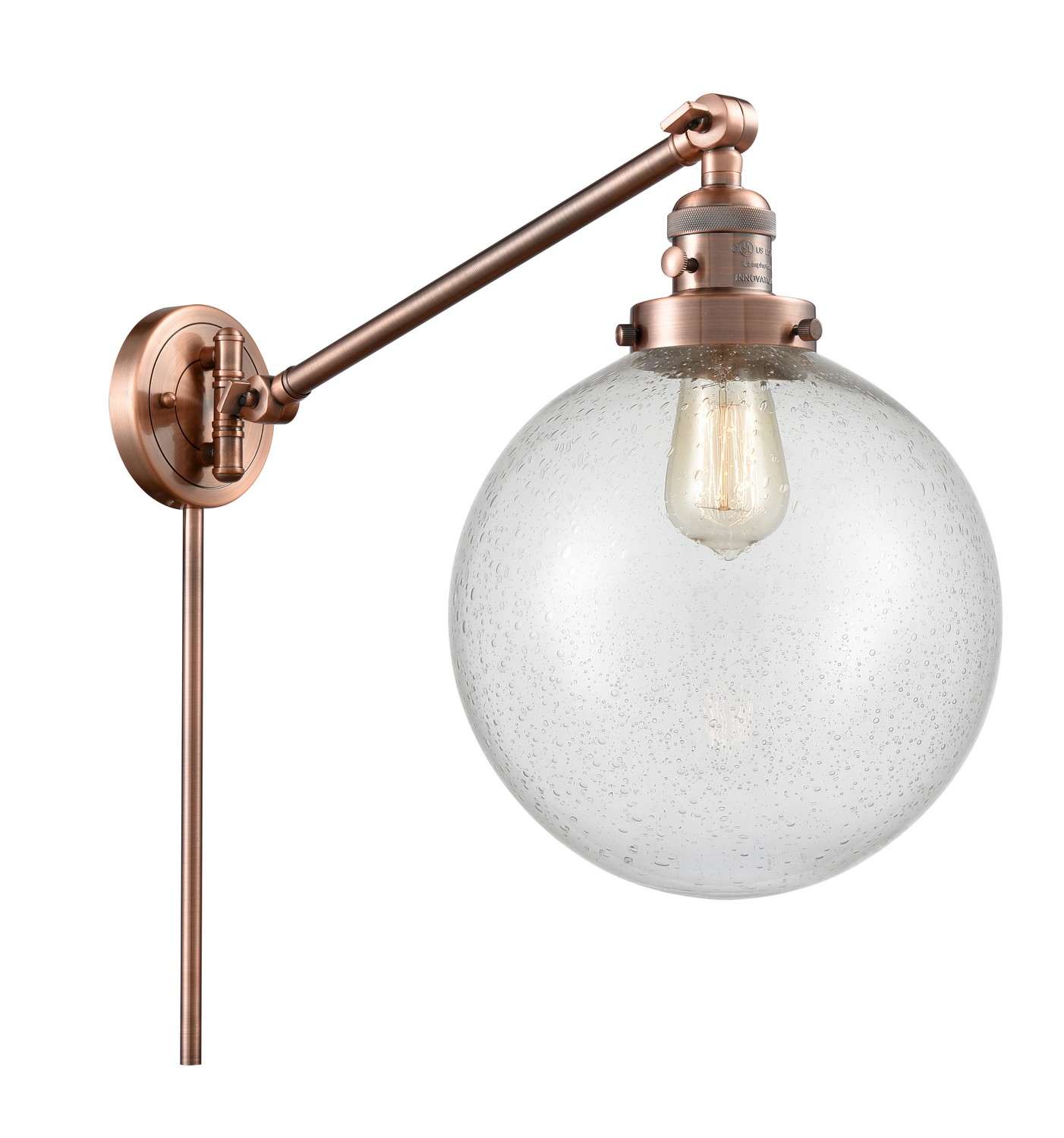 LED Swing Arm by Innovations - Franklin Restoration Collection, Antique Copper Finish - 237-AC-G204-10-LED