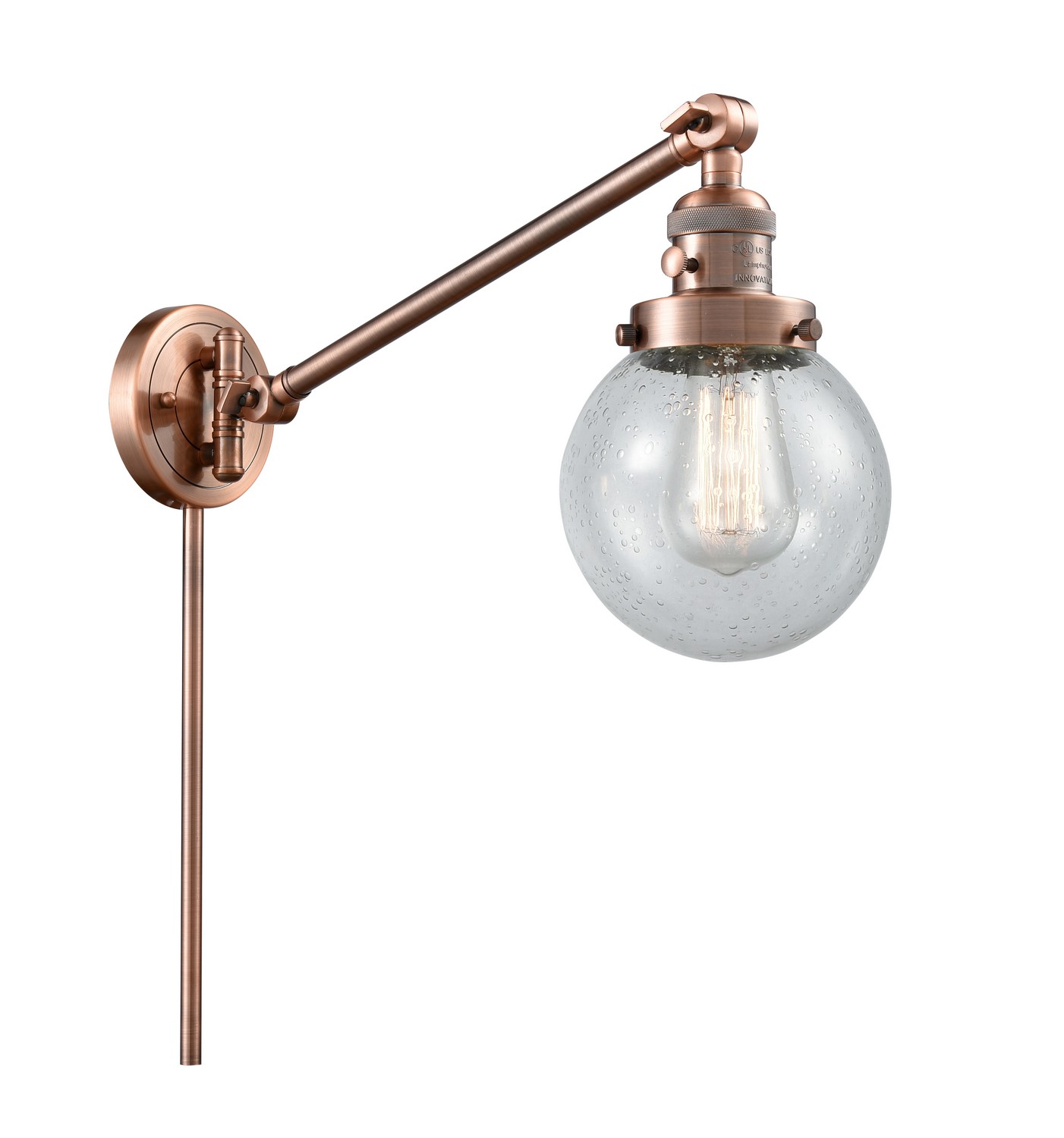 LED Swing Arm by Innovations - Franklin Restoration Collection, Antique Copper Finish - 237-AC-G204-6-LED