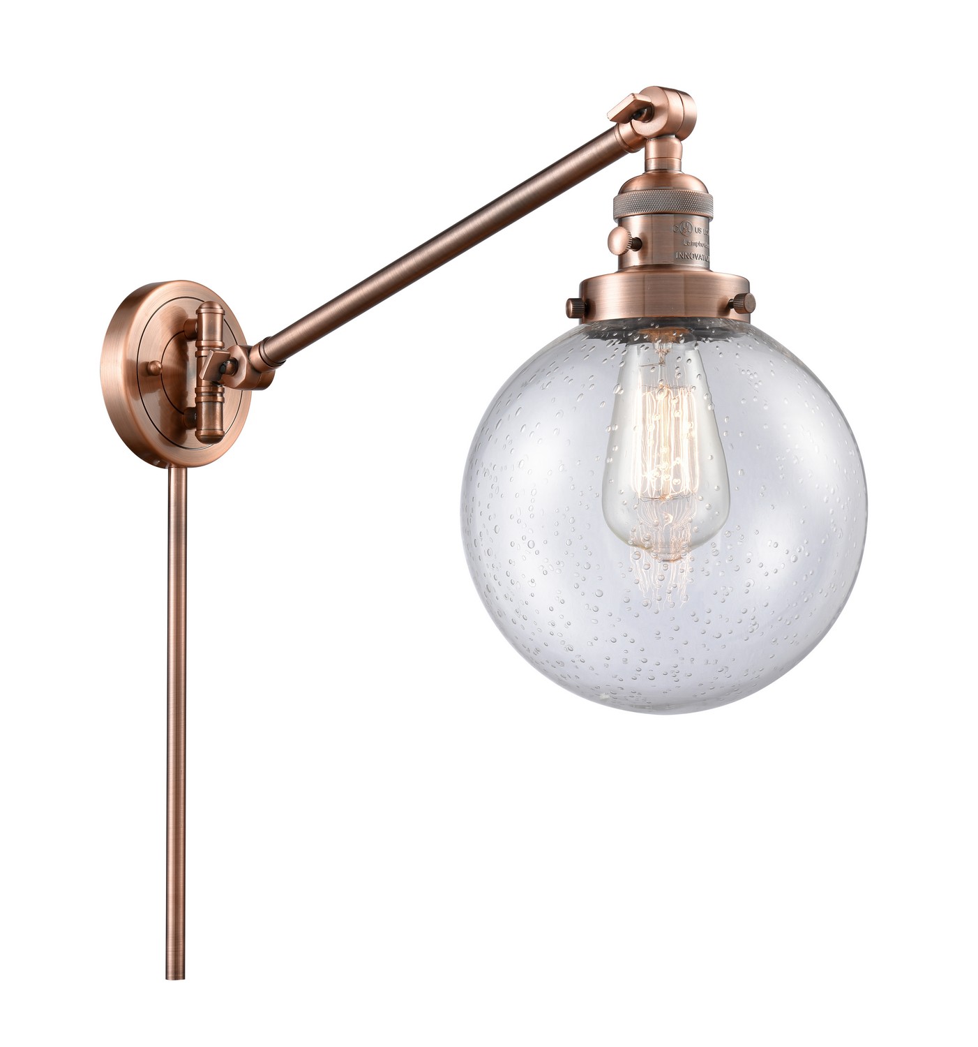 LED Swing Arm by Innovations - Franklin Restoration Collection, Antique Copper Finish - 237-AC-G204-8-LED