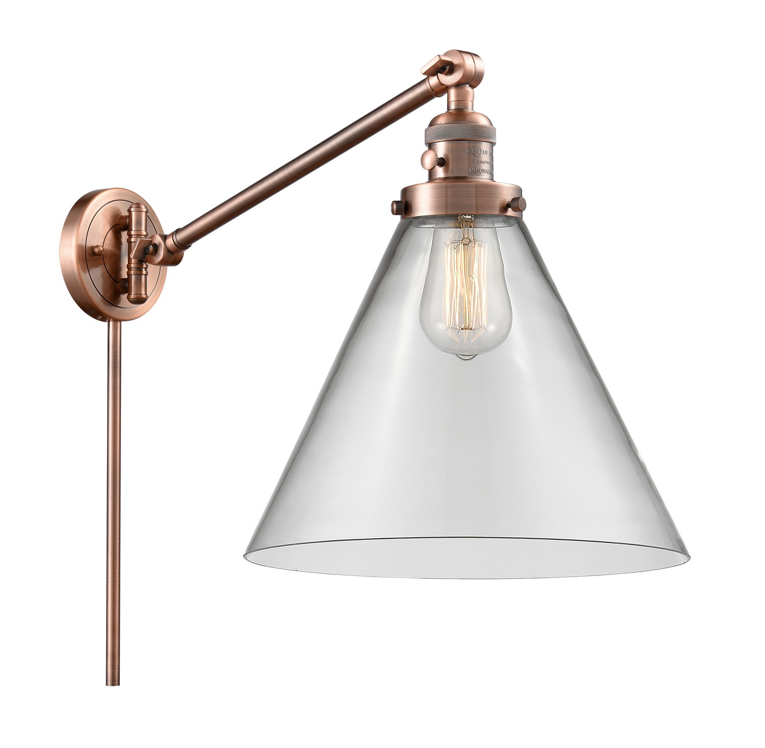 One Light Swing Arm by Innovations - Franklin Restoration Collection, Antique Copper Finish - 237-AC-G42-L