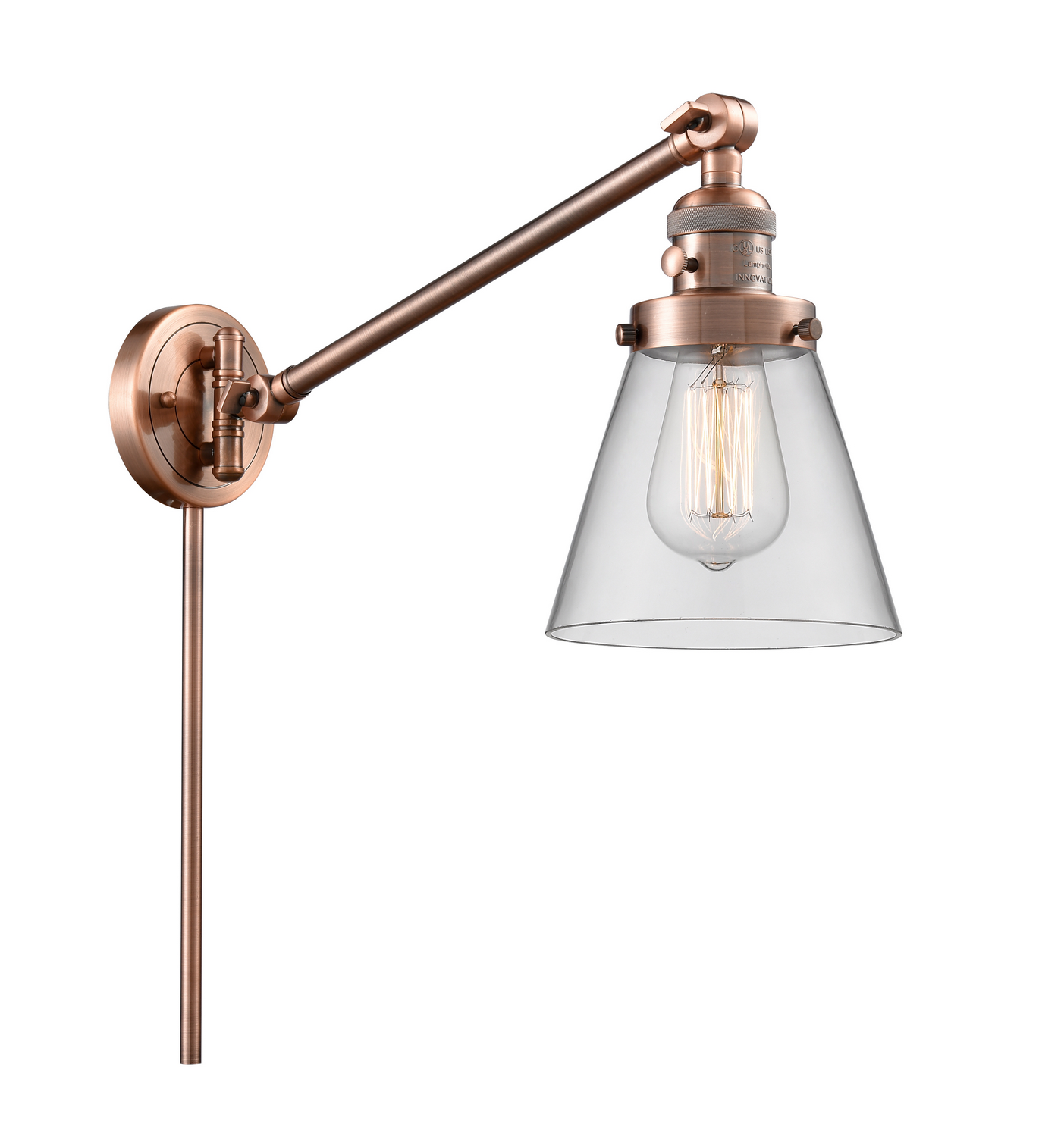 One Light Swing Arm by Innovations - Franklin Restoration Collection, Antique Copper Finish - 237-AC-G62