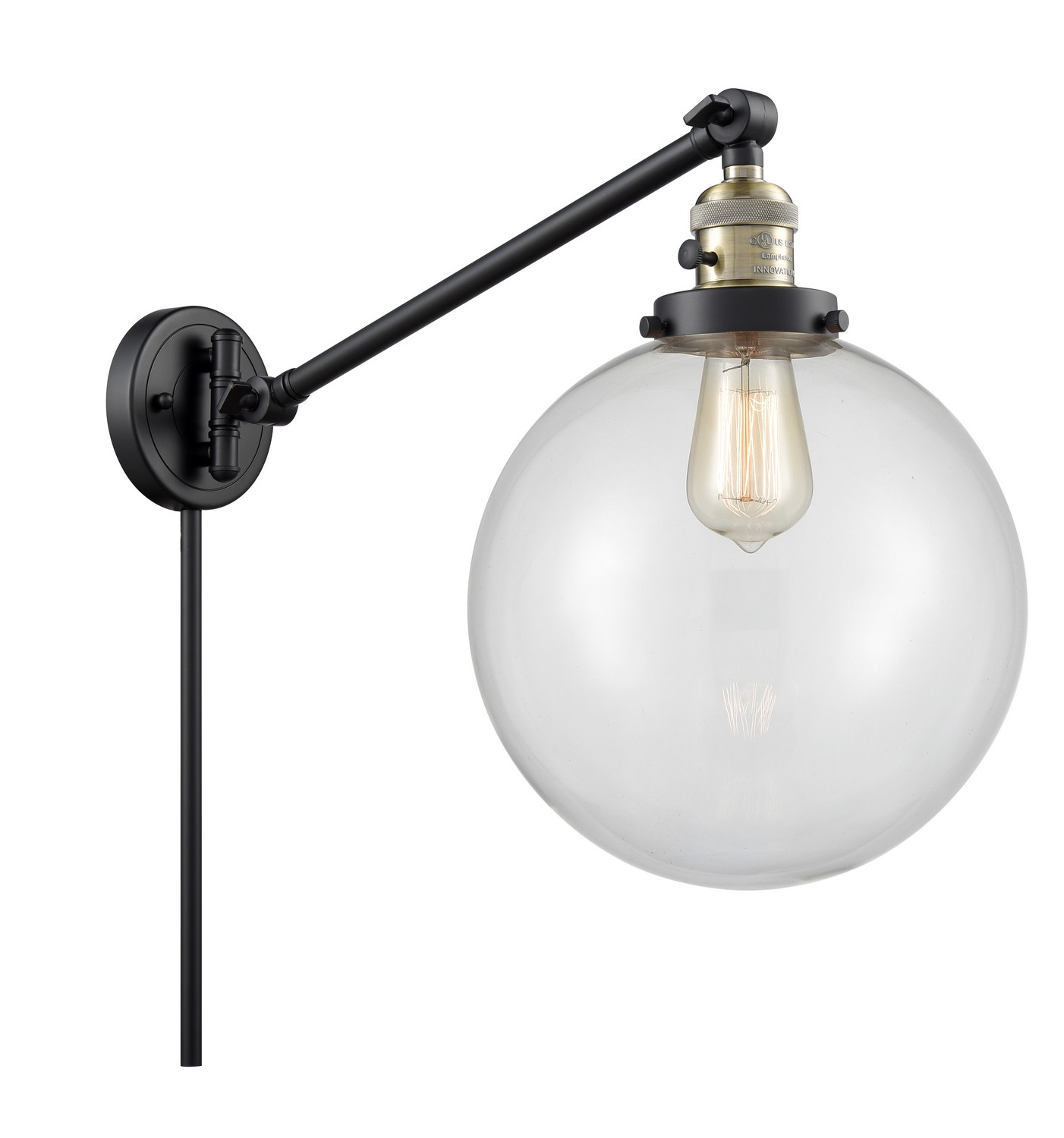 LED Swing Arm by Innovations - Franklin Restoration Collection, Black Antique Brass Finish - 237-BAB-G202-10-LED