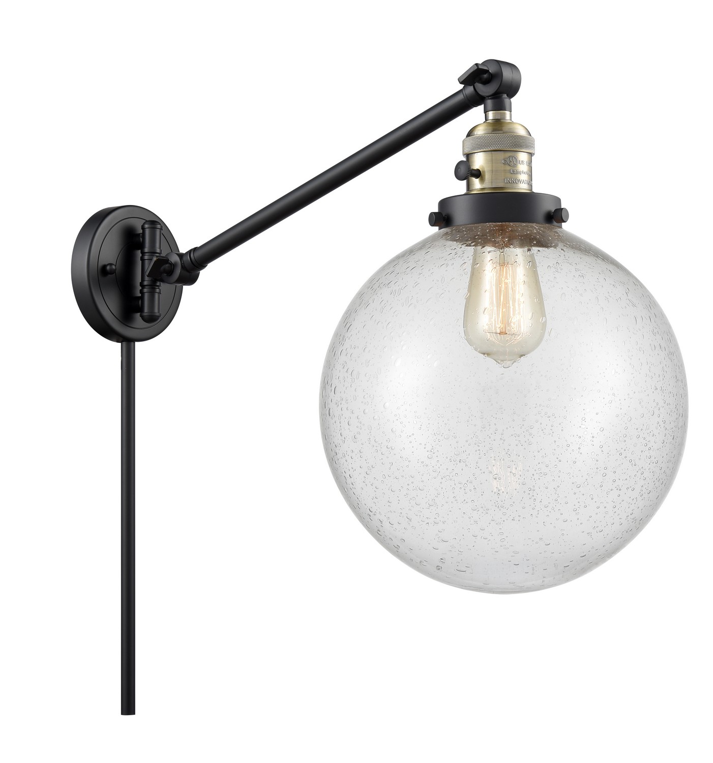 LED Swing Arm by Innovations - Franklin Restoration Collection, Black Antique Brass Finish - 237-BAB-G204-10-LED