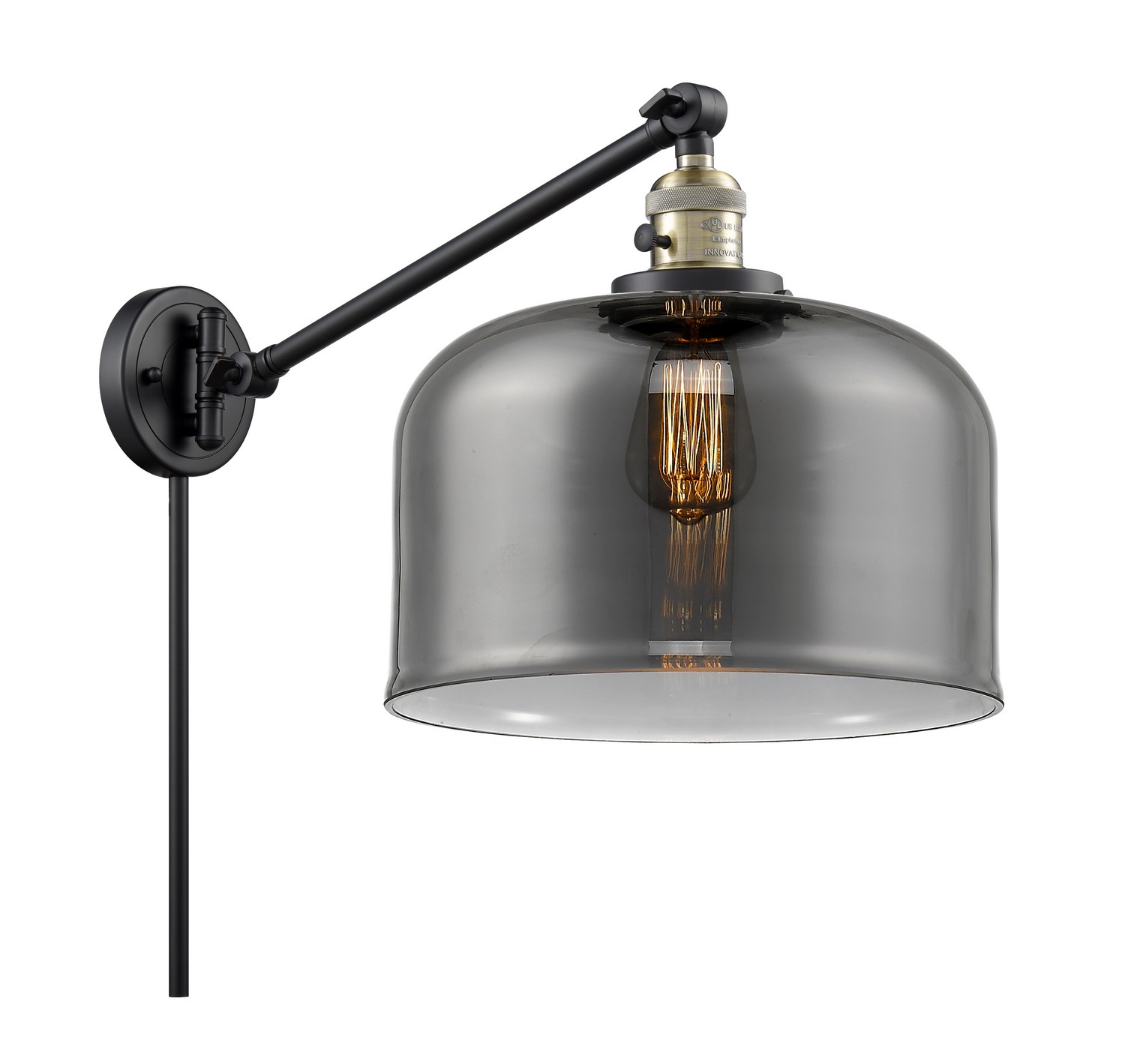 One Light Swing Arm by Innovations - Franklin Restoration Collection, Black Antique Brass Finish - 237-BAB-G73-L
