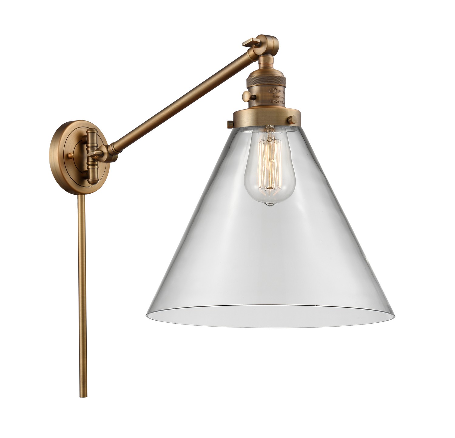 One Light Swing Arm by Innovations - Franklin Restoration Collection, Brushed Brass Finish - 237-BB-G42-L