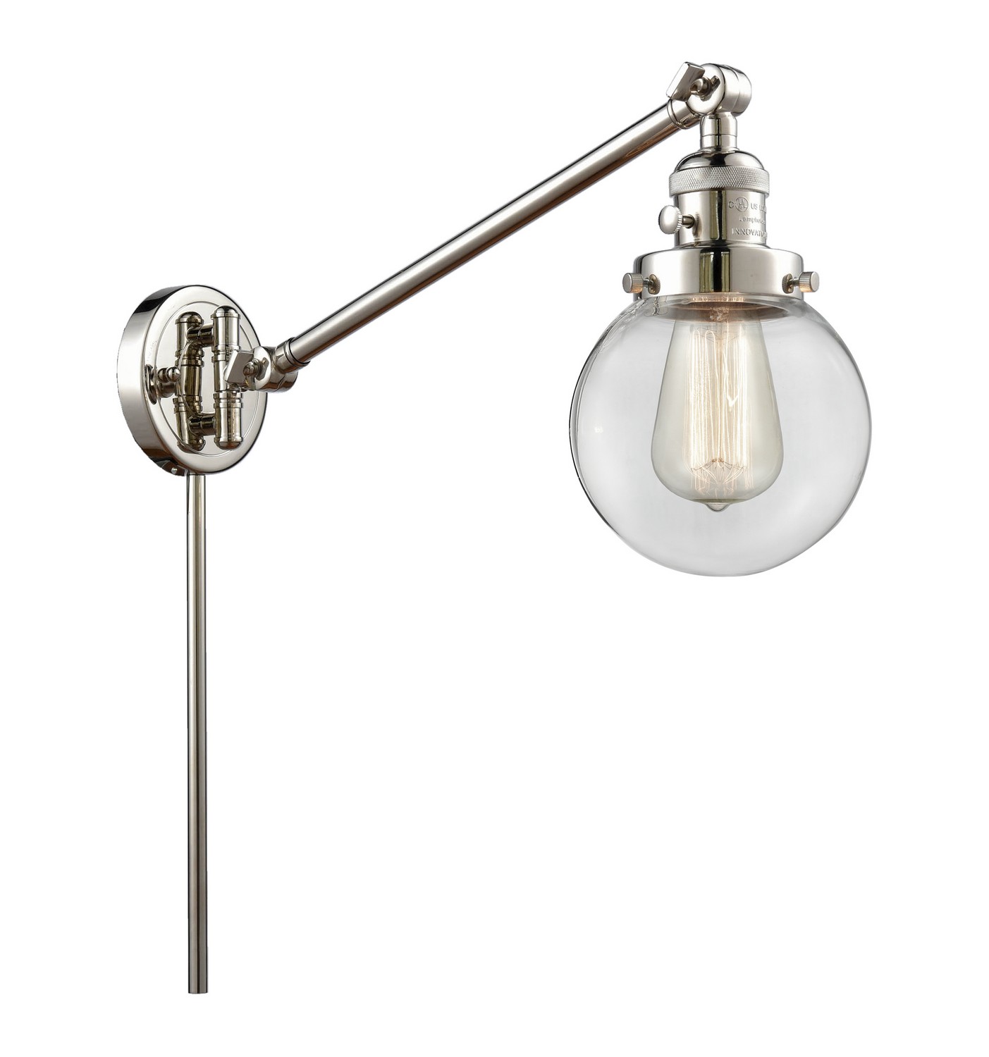 LED Swing Arm by Innovations - Franklin Restoration Collection, Polished Nickel Finish - 237-PN-G202-6-LED