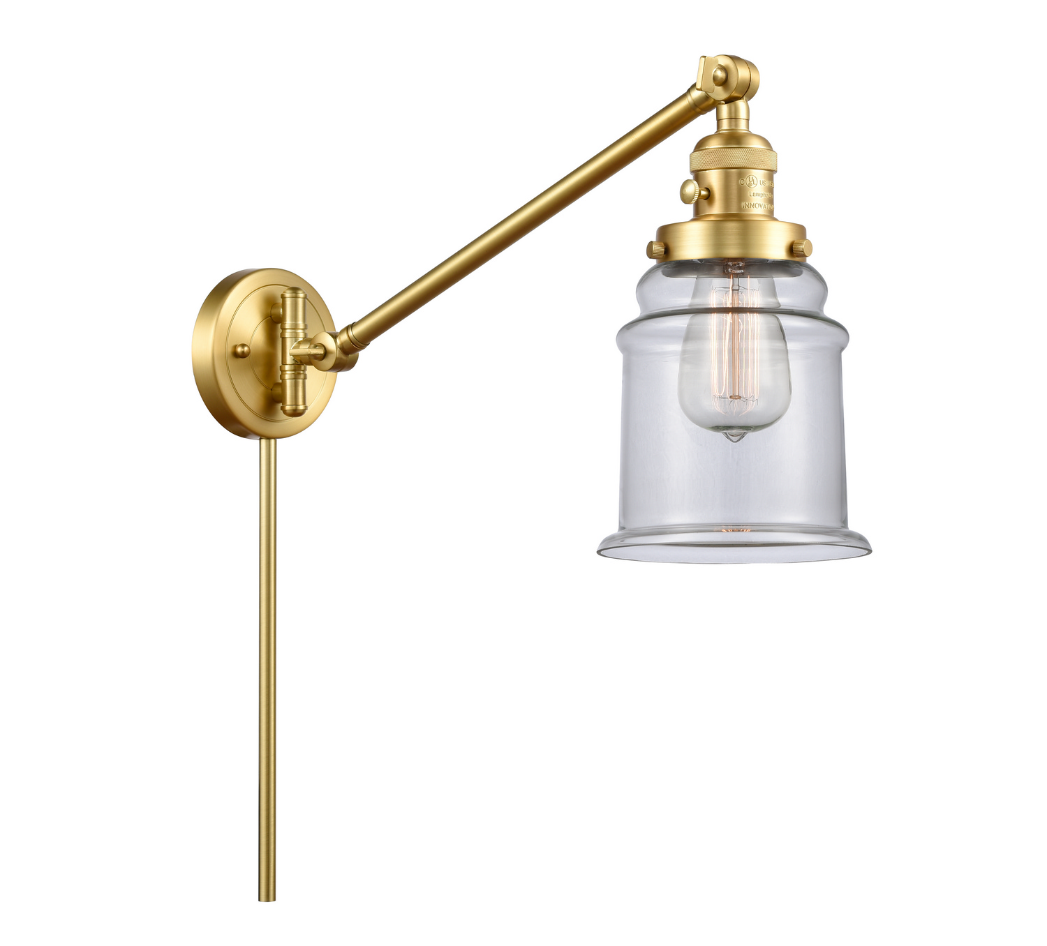 One Light Swing Arm by Innovations - Franklin Restoration Collection, Satin Gold Finish - 237-SG-G182