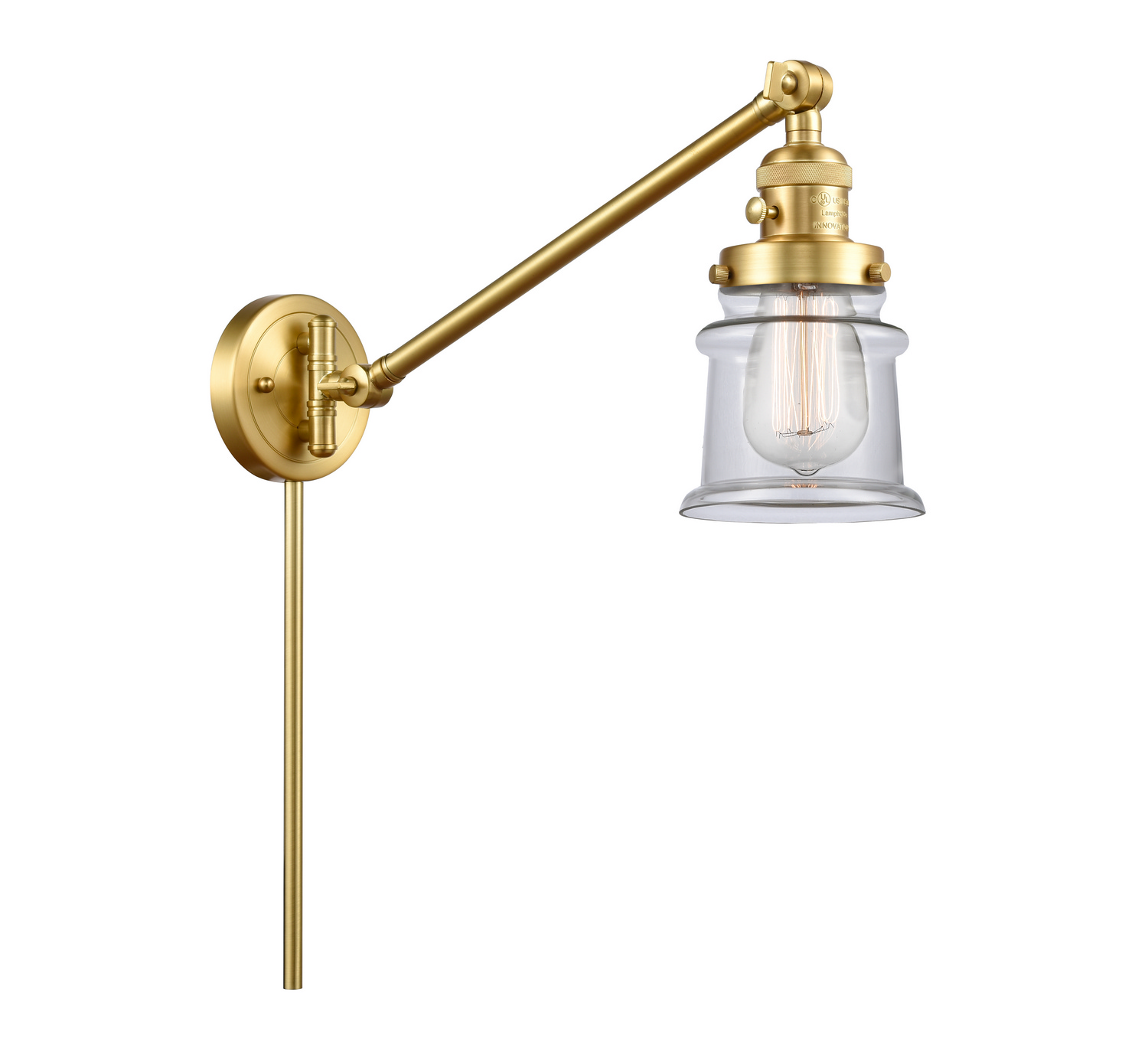 One Light Swing Arm by Innovations - Franklin Restoration Collection, Satin Gold Finish - 237-SG-G182S