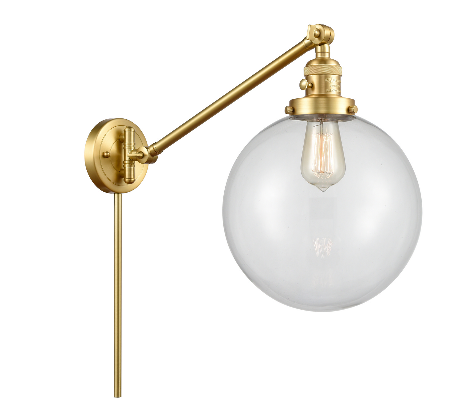 One Light Swing Arm by Innovations - Franklin Restoration Collection, Satin Gold Finish - 237-SG-G202-10