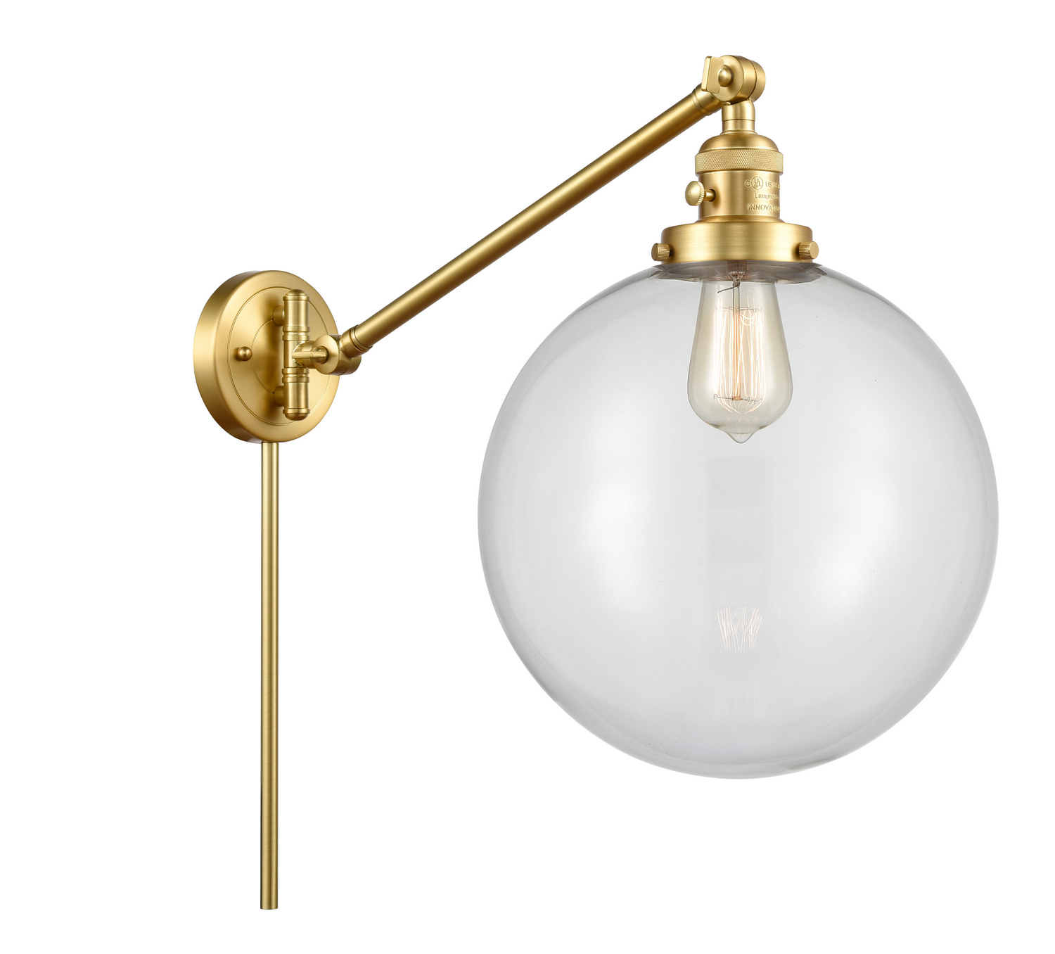 One Light Swing Arm by Innovations - Franklin Restoration Collection, Satin Gold Finish - 237-SG-G202-12