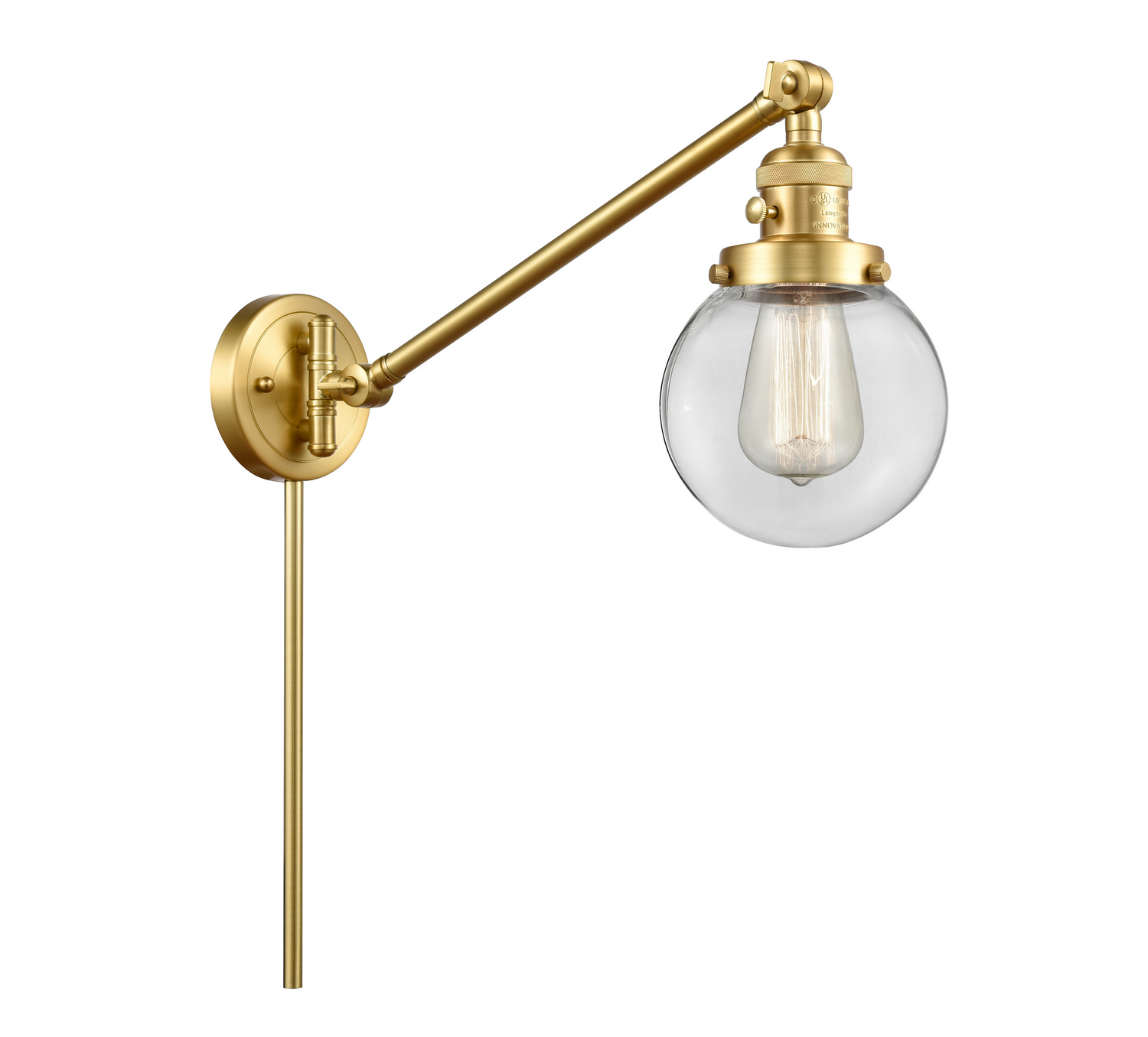 One Light Swing Arm by Innovations - Franklin Restoration Collection, Satin Gold Finish - 237-SG-G202-6