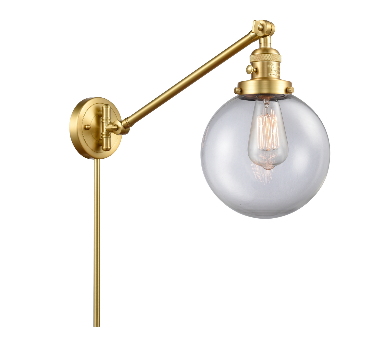 One Light Swing Arm by Innovations - Franklin Restoration Collection, Satin Gold Finish - 237-SG-G202-8