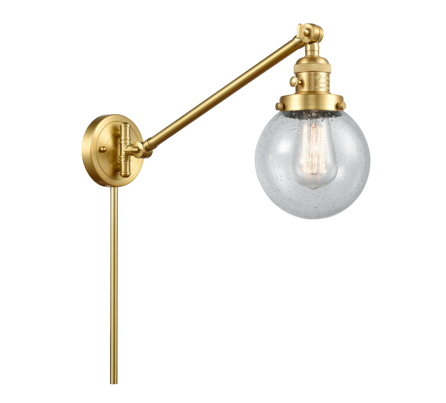 One Light Swing Arm by Innovations - Franklin Restoration Collection, Satin Gold Finish - 237-SG-G204-6