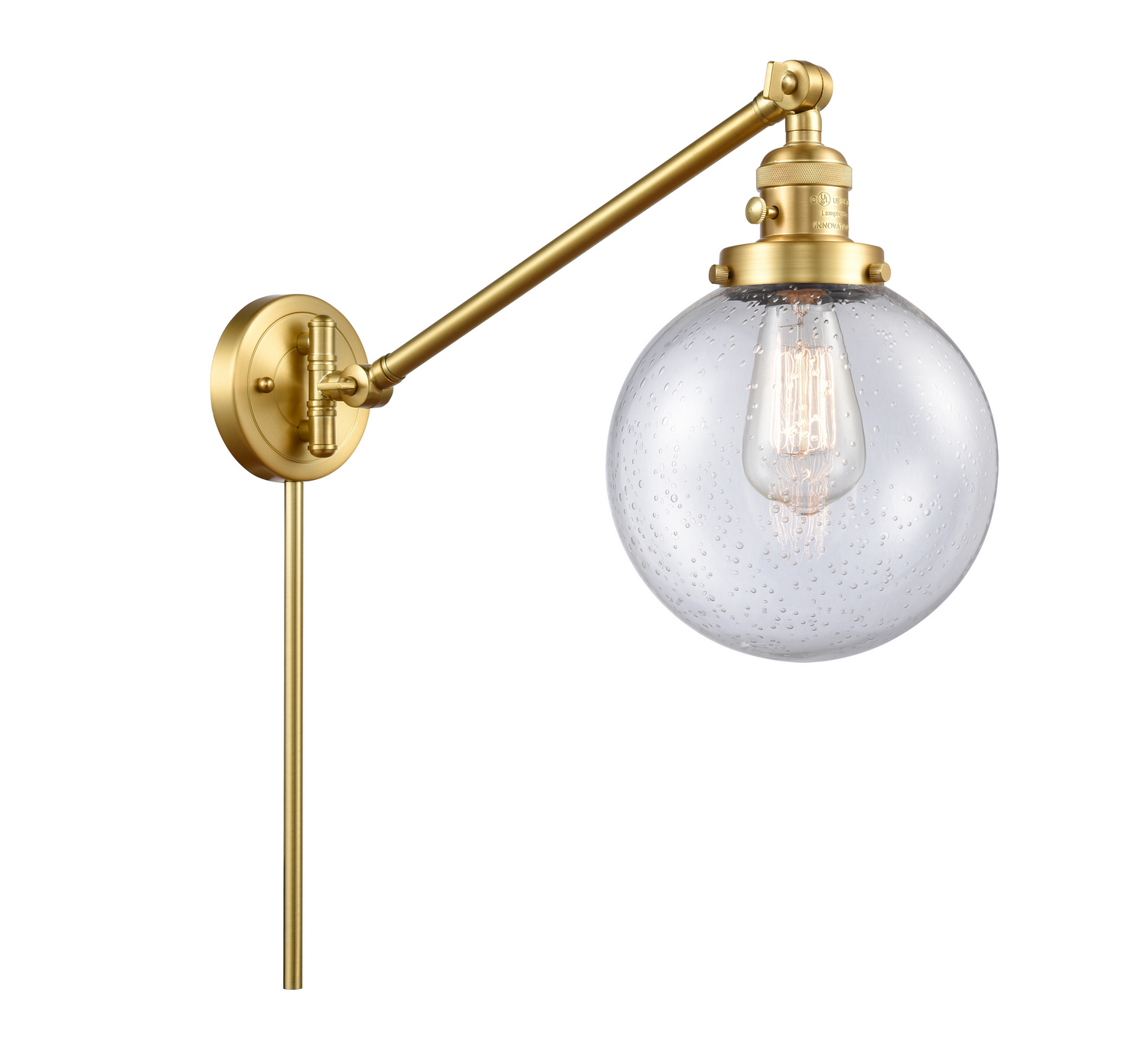 One Light Swing Arm by Innovations - Franklin Restoration Collection, Satin Gold Finish - 237-SG-G204-8