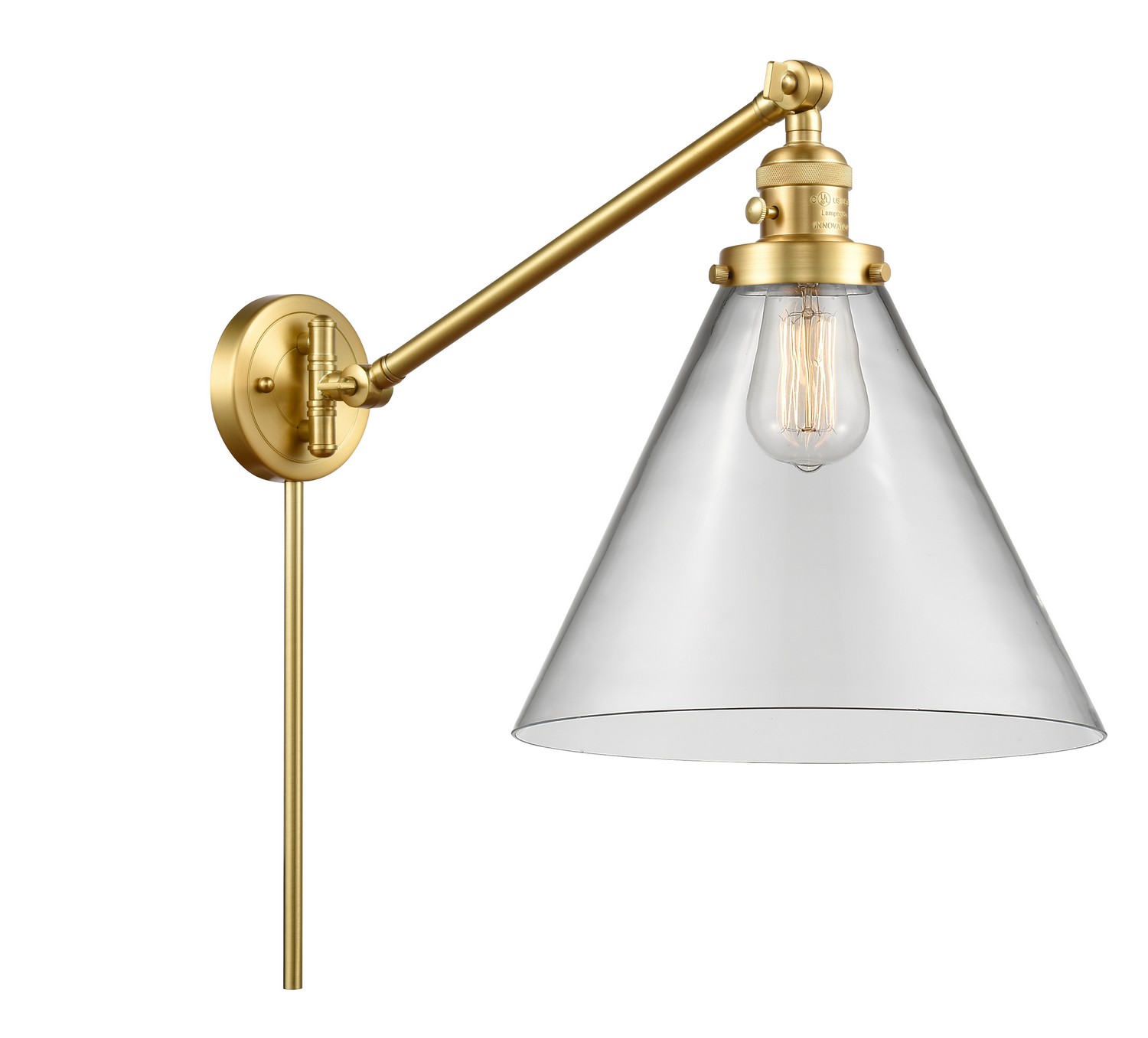 One Light Swing Arm by Innovations - Franklin Restoration Collection, Satin Gold Finish - 237-SG-G42-L