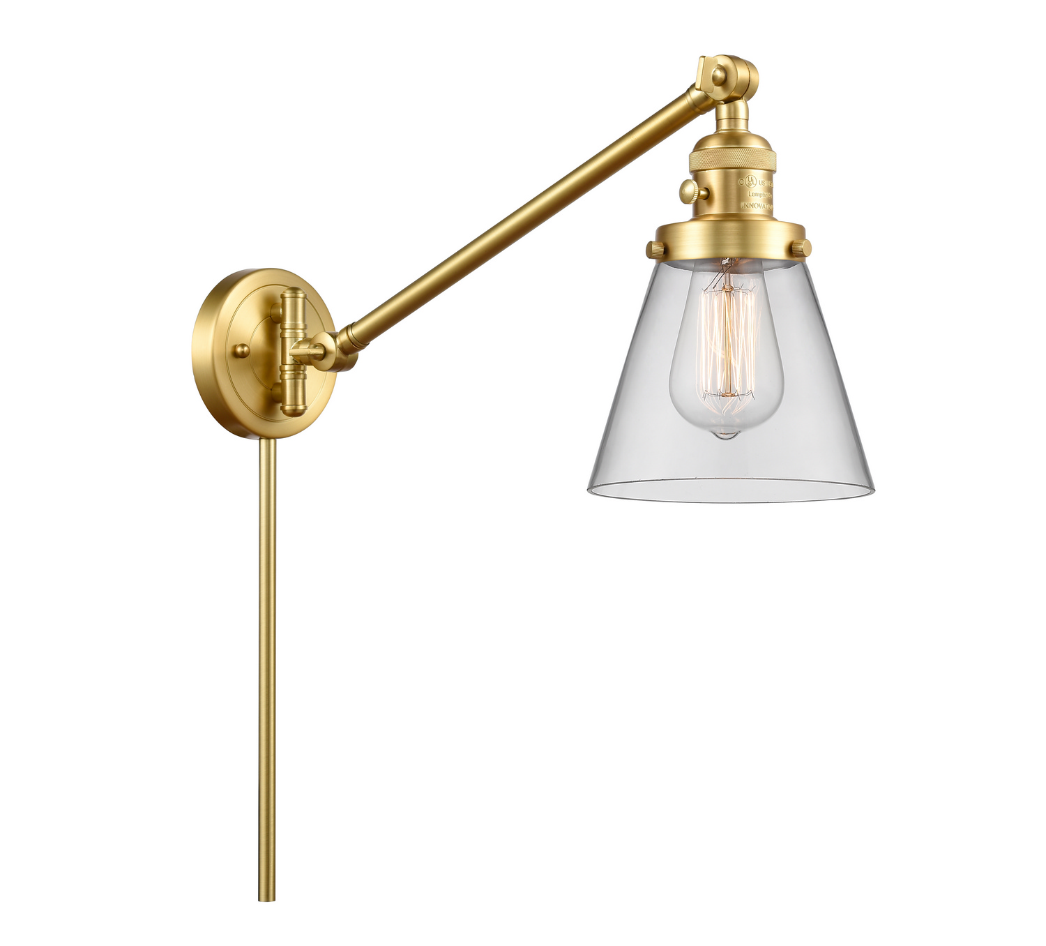 One Light Swing Arm by Innovations - Franklin Restoration Collection, Satin Gold Finish - 237-SG-G62