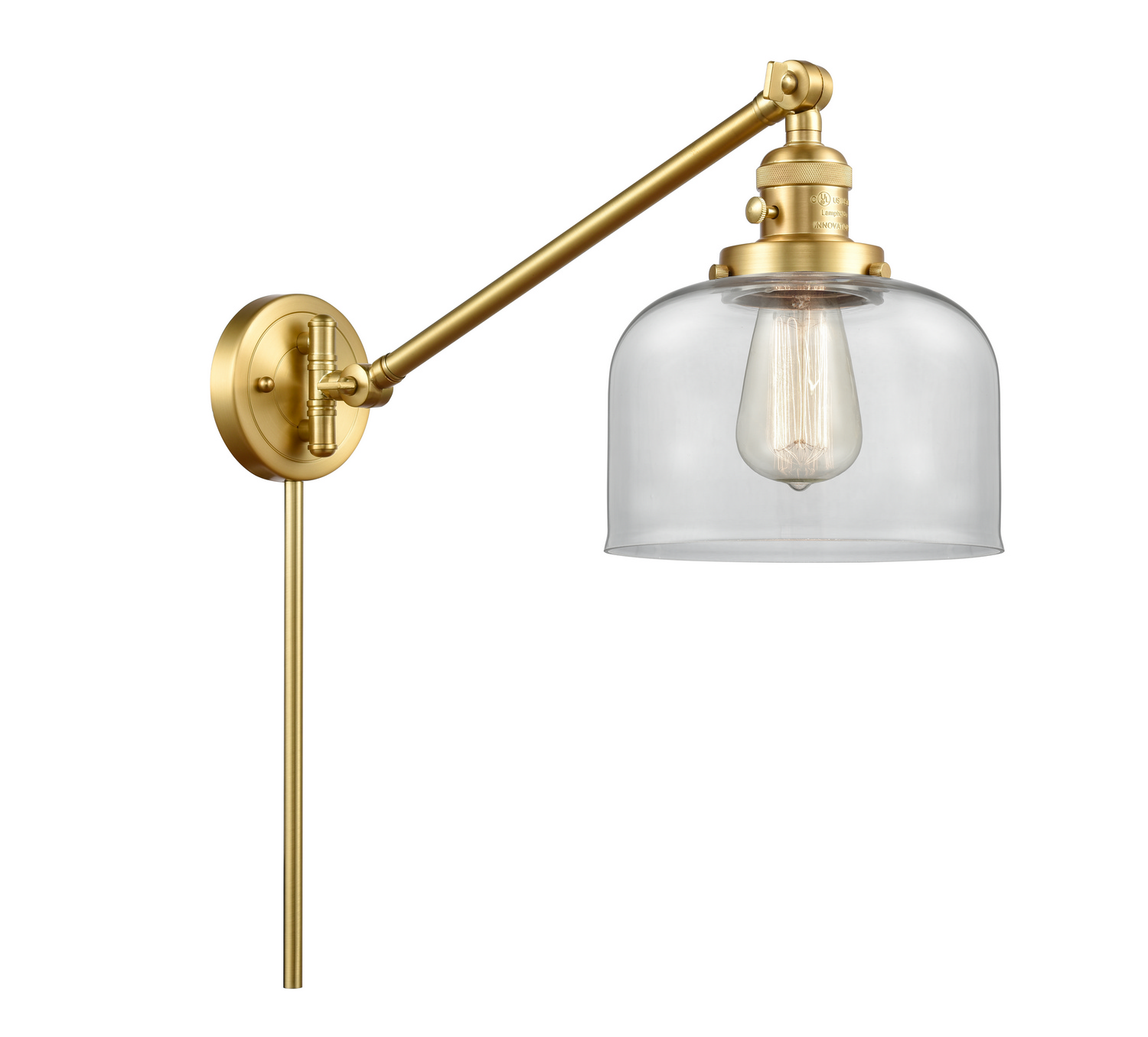 One Light Swing Arm by Innovations - Franklin Restoration Collection, Satin Gold Finish - 237-SG-G72