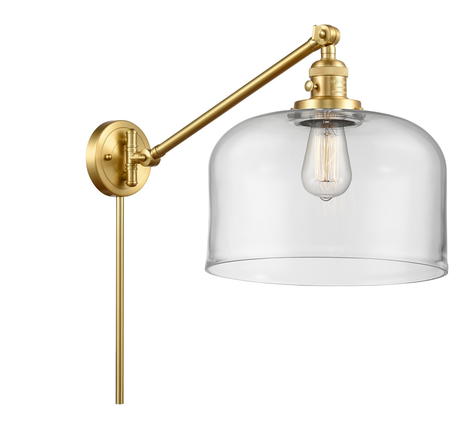 One Light Swing Arm by Innovations - Franklin Restoration Collection, Satin Gold Finish - 237-SG-G72-L