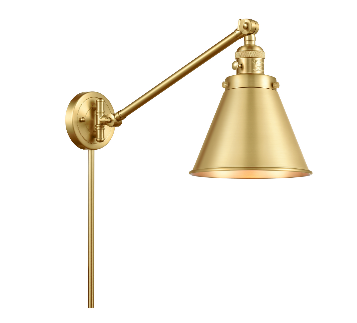 One Light Swing Arm by Innovations - Franklin Restoration Collection, Satin Gold Finish - 237-SG-M13-SG