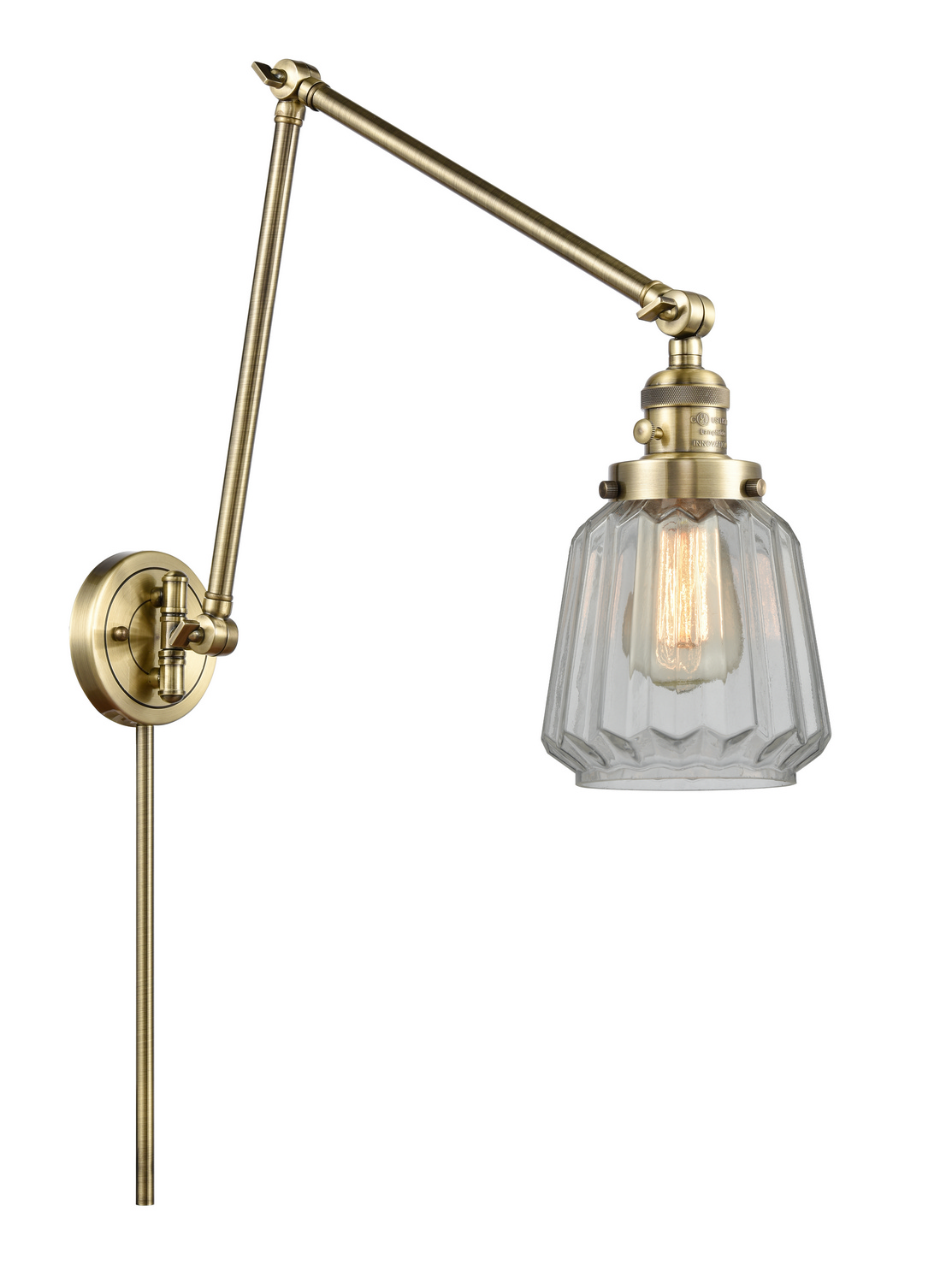One Light Swing Arm by Innovations - Franklin Restoration Collection, Antique Brass Finish - 238-AB-G142