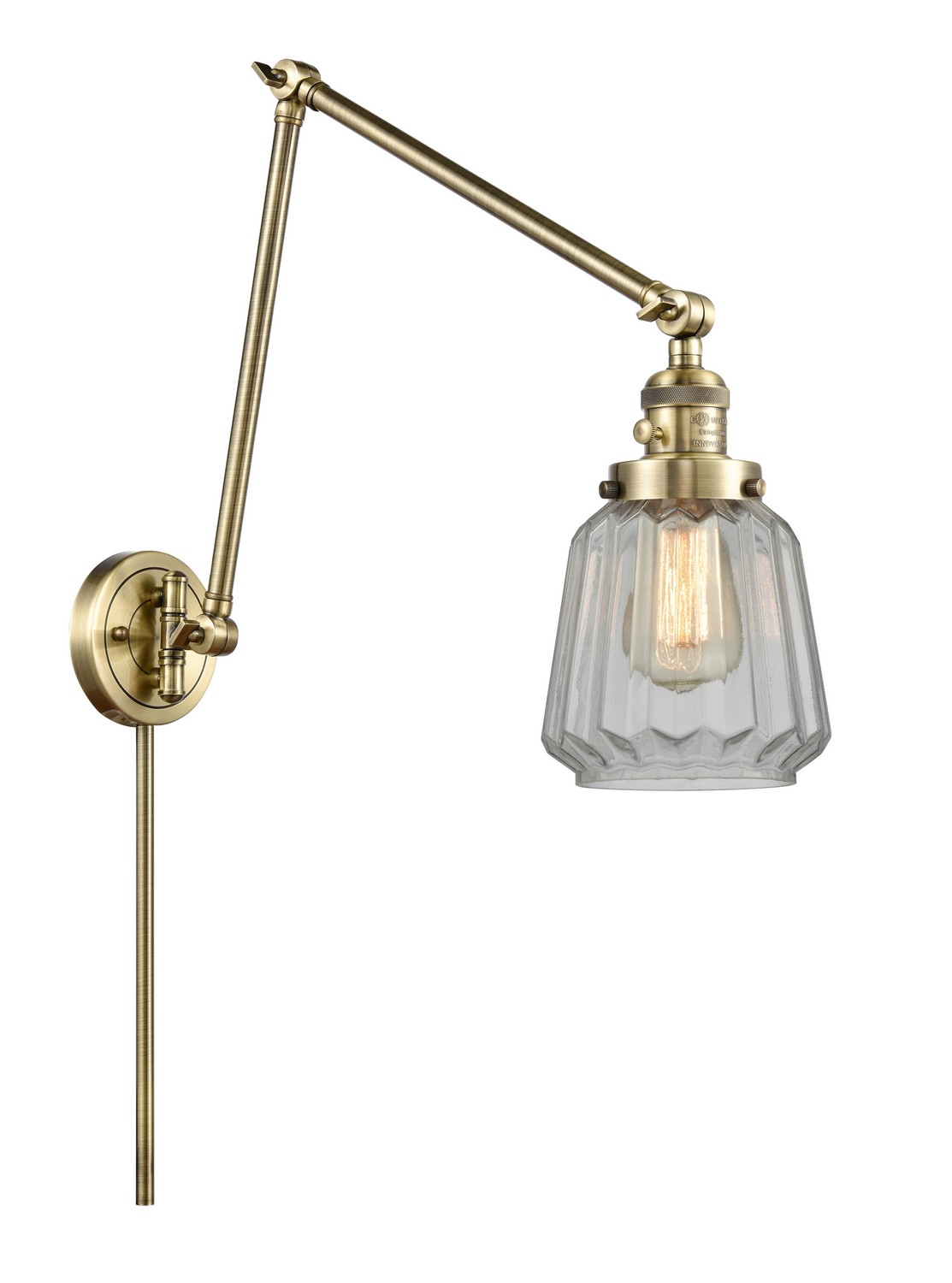 LED Swing Arm by Innovations - Franklin Restoration Collection, Antique Brass Finish - 238-AB-G142-LED