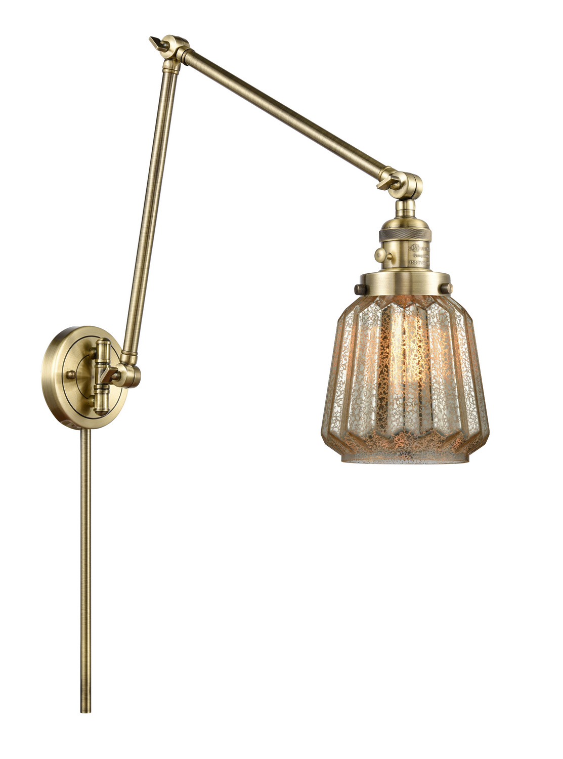 One Light Swing Arm by Innovations - Franklin Restoration Collection, Antique Brass Finish - 238-AB-G146