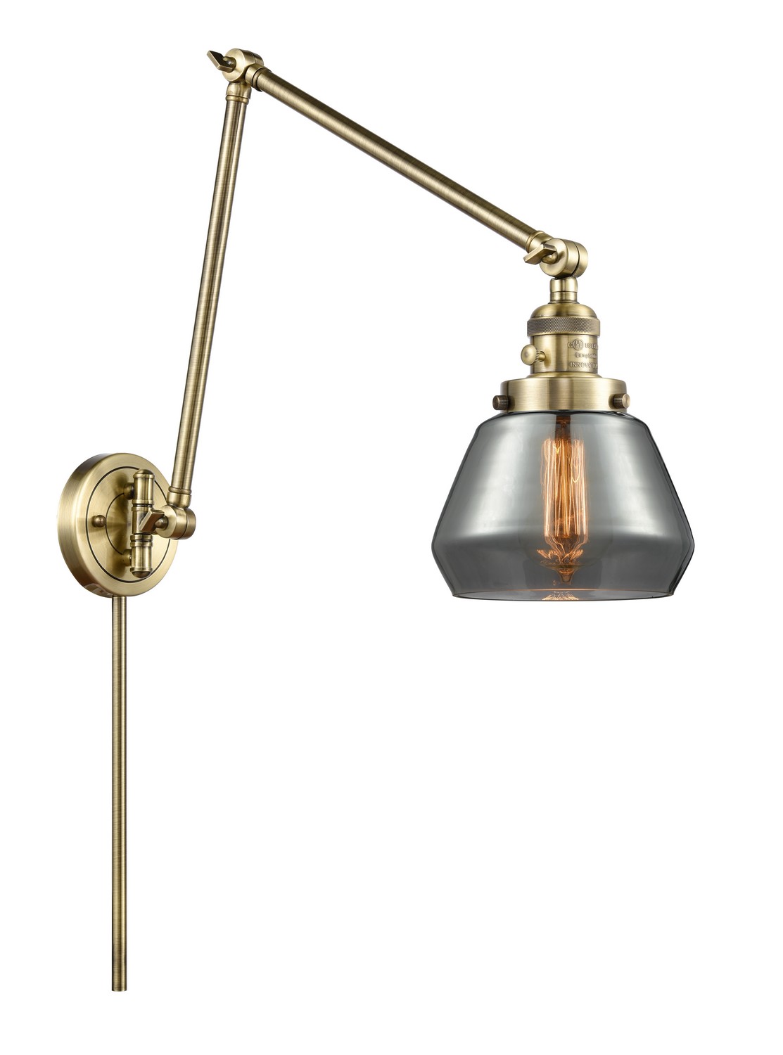 LED Swing Arm by Innovations - Franklin Restoration Collection, Antique Brass Finish - 238-AB-G173-LED