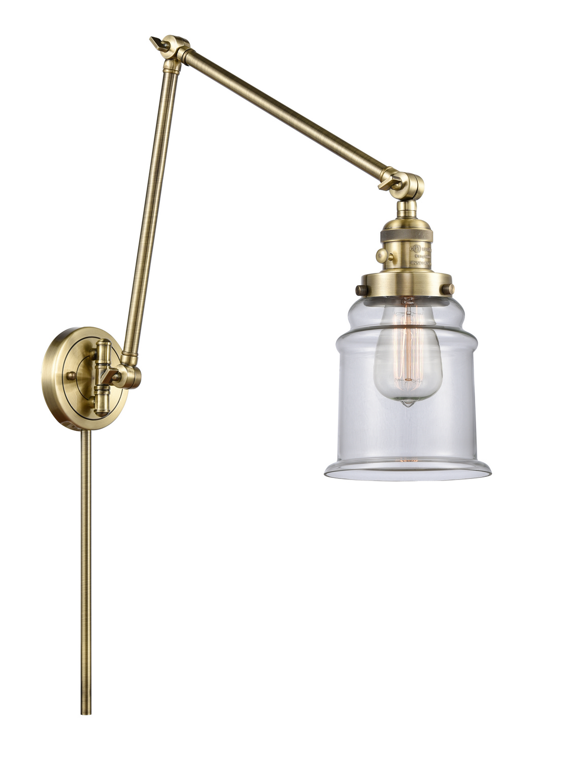 One Light Swing Arm by Innovations - Franklin Restoration Collection, Antique Brass Finish - 238-AB-G182
