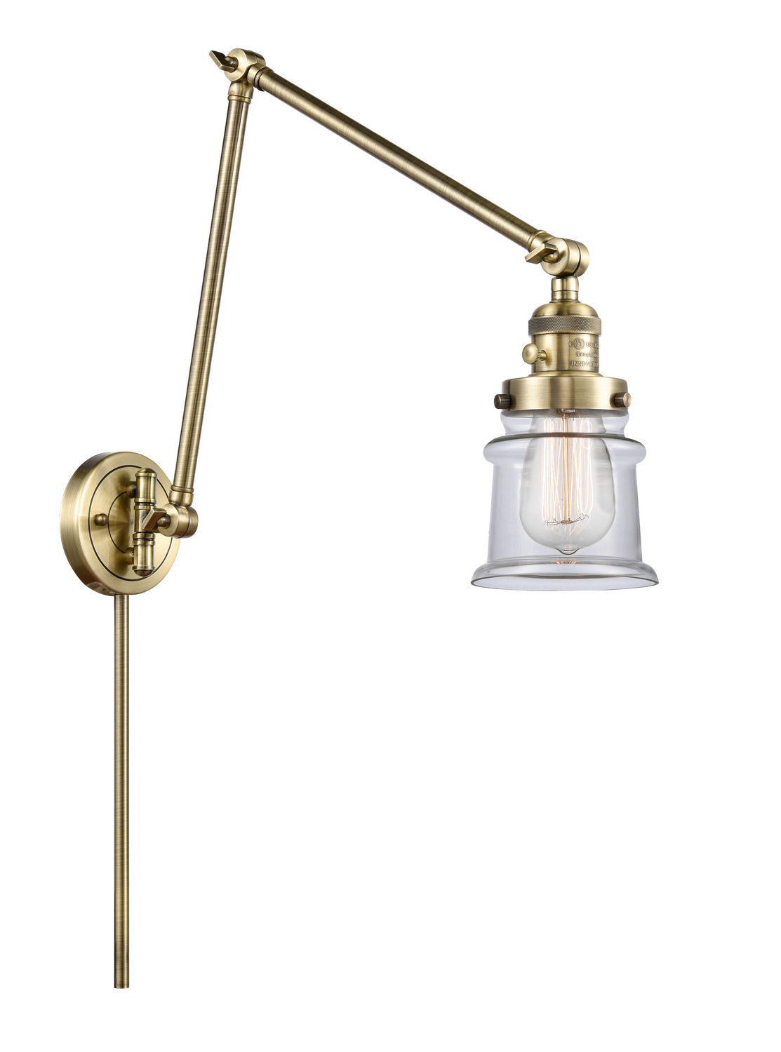 One Light Swing Arm by Innovations - Franklin Restoration Collection, Antique Brass Finish - 238-AB-G182S