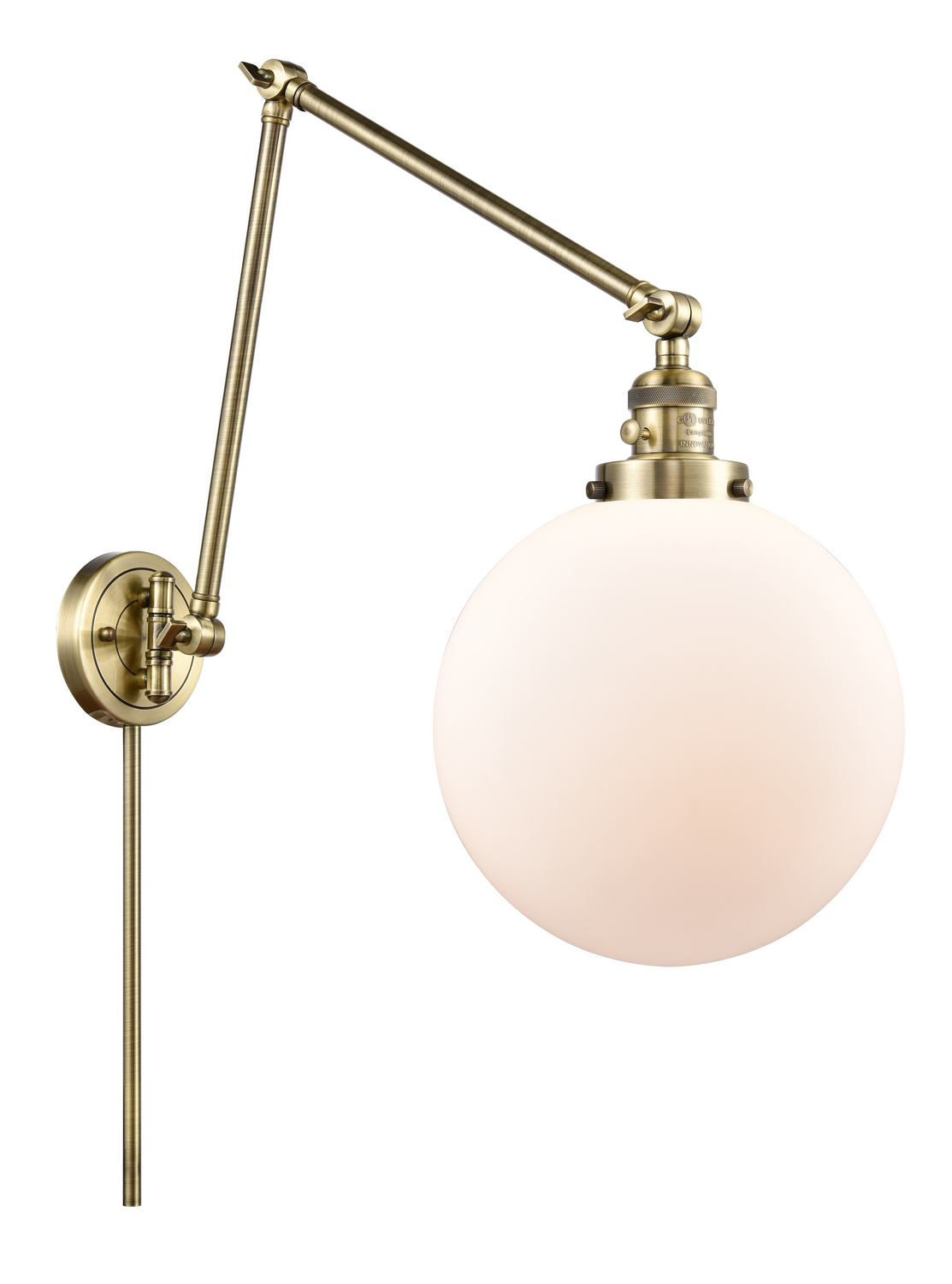 One Light Swing Arm by Innovations - Franklin Restoration Collection, Antique Brass Finish - 238-AB-G201-10