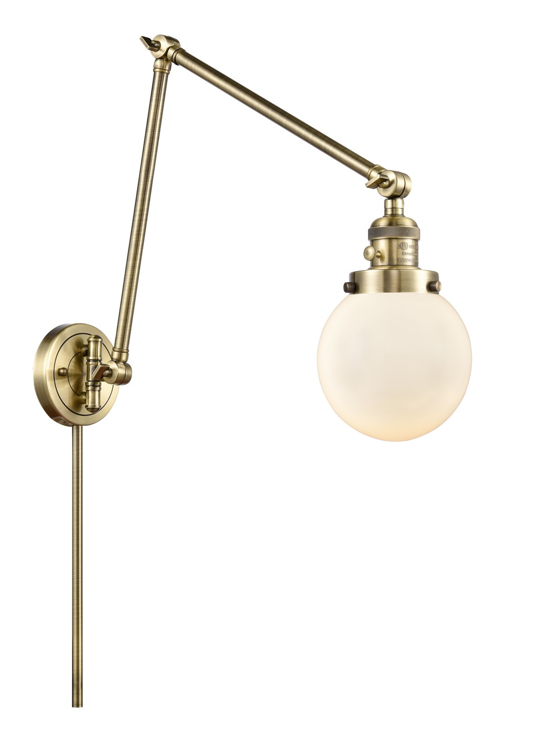 LED Swing Arm by Innovations - Franklin Restoration Collection, Antique Brass Finish - 238-AB-G201-6-LED