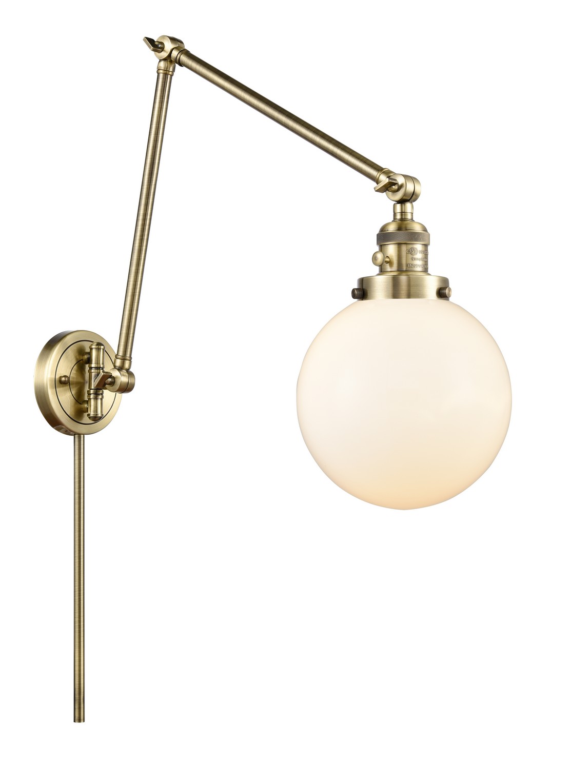 LED Swing Arm by Innovations - Franklin Restoration Collection, Antique Brass Finish - 238-AB-G201-8-LED