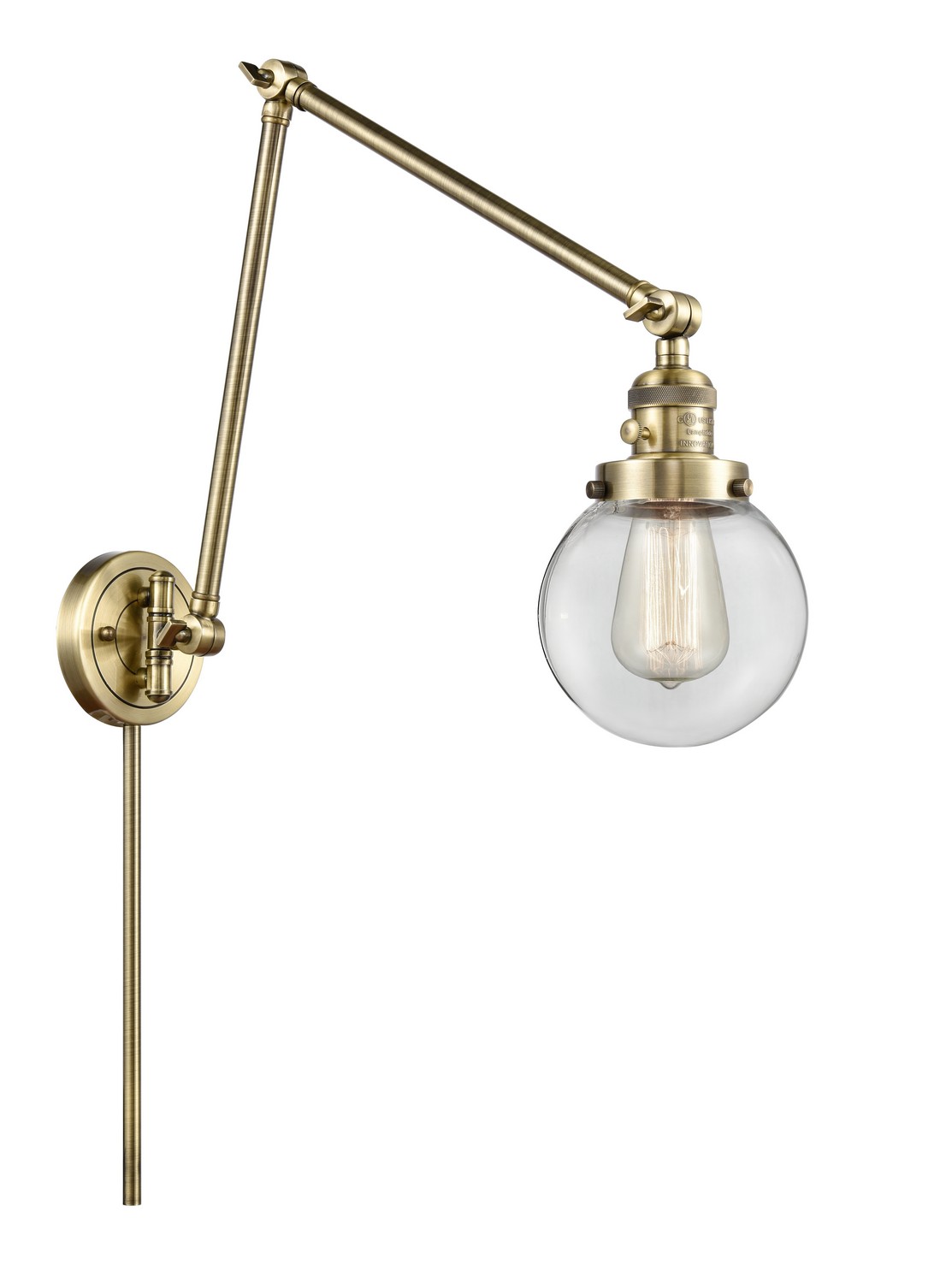 LED Swing Arm by Innovations - Franklin Restoration Collection, Antique Brass Finish - 238-AB-G202-6-LED