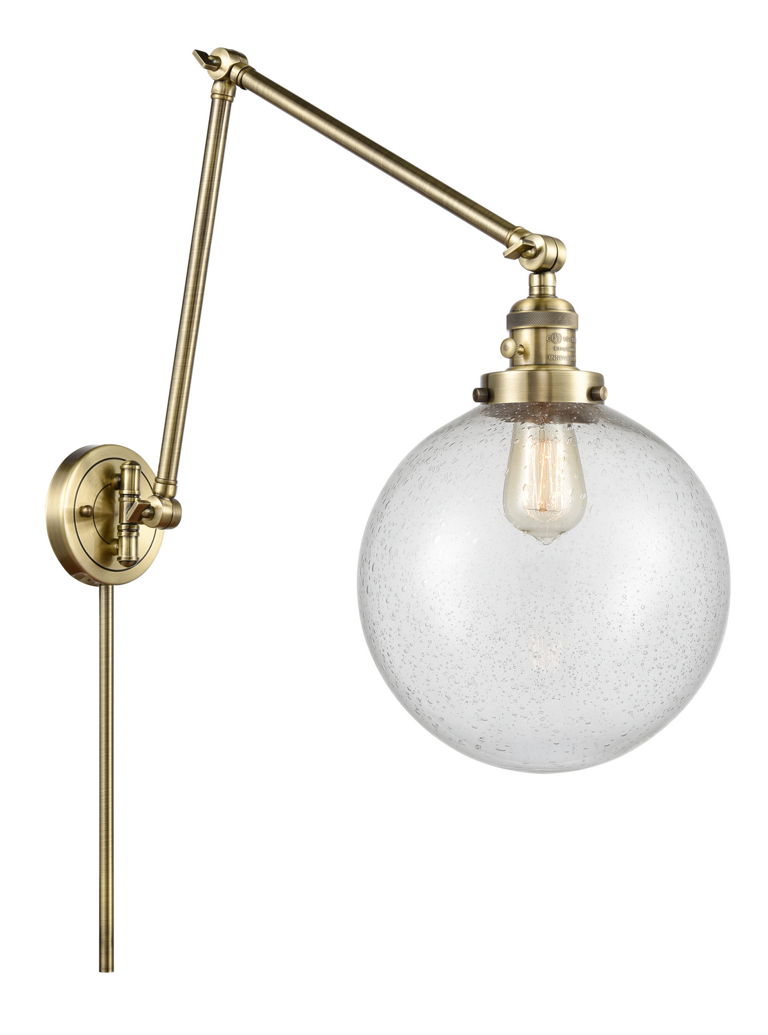 One Light Swing Arm by Innovations - Franklin Restoration Collection, Antique Brass Finish - 238-AB-G204-10