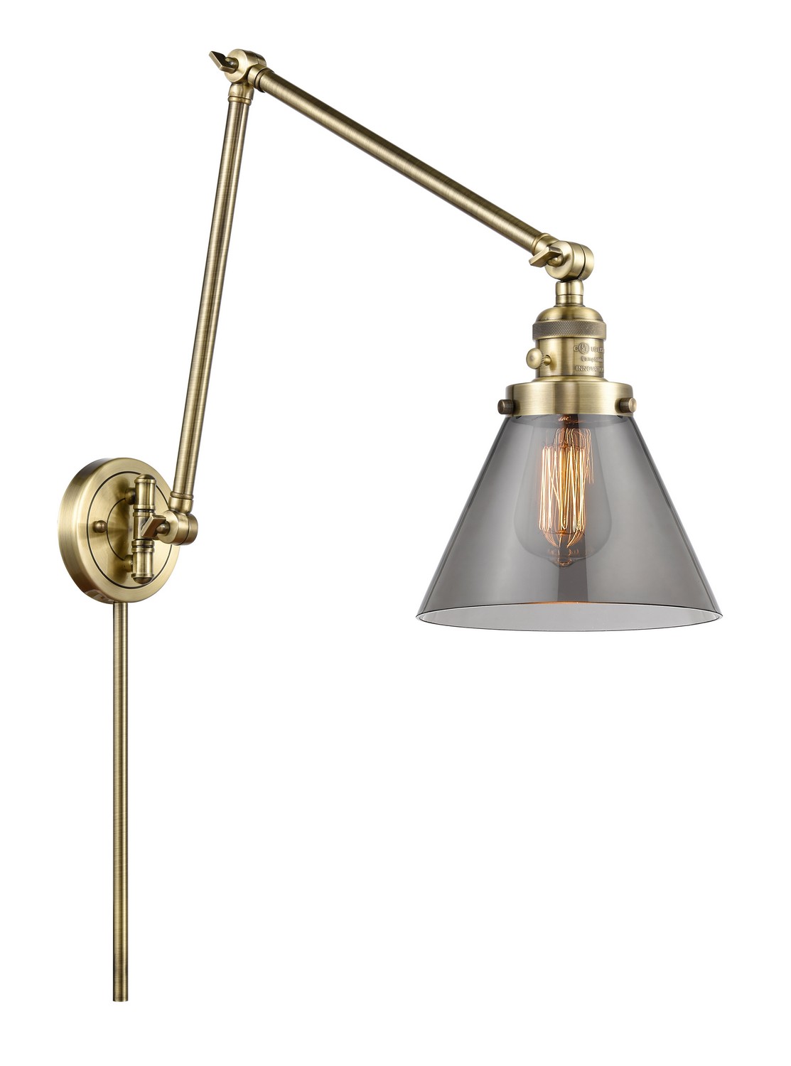 LED Swing Arm by Innovations - Franklin Restoration Collection, Antique Brass Finish - 238-AB-G43-LED