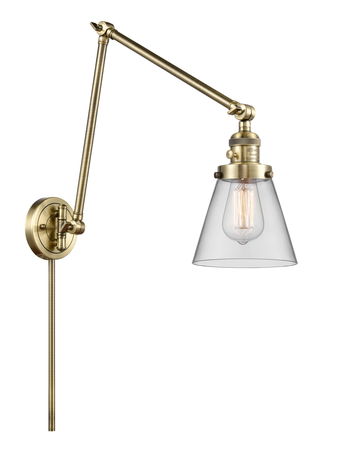 One Light Swing Arm by Innovations - Franklin Restoration Collection, Antique Brass Finish - 238-AB-G62