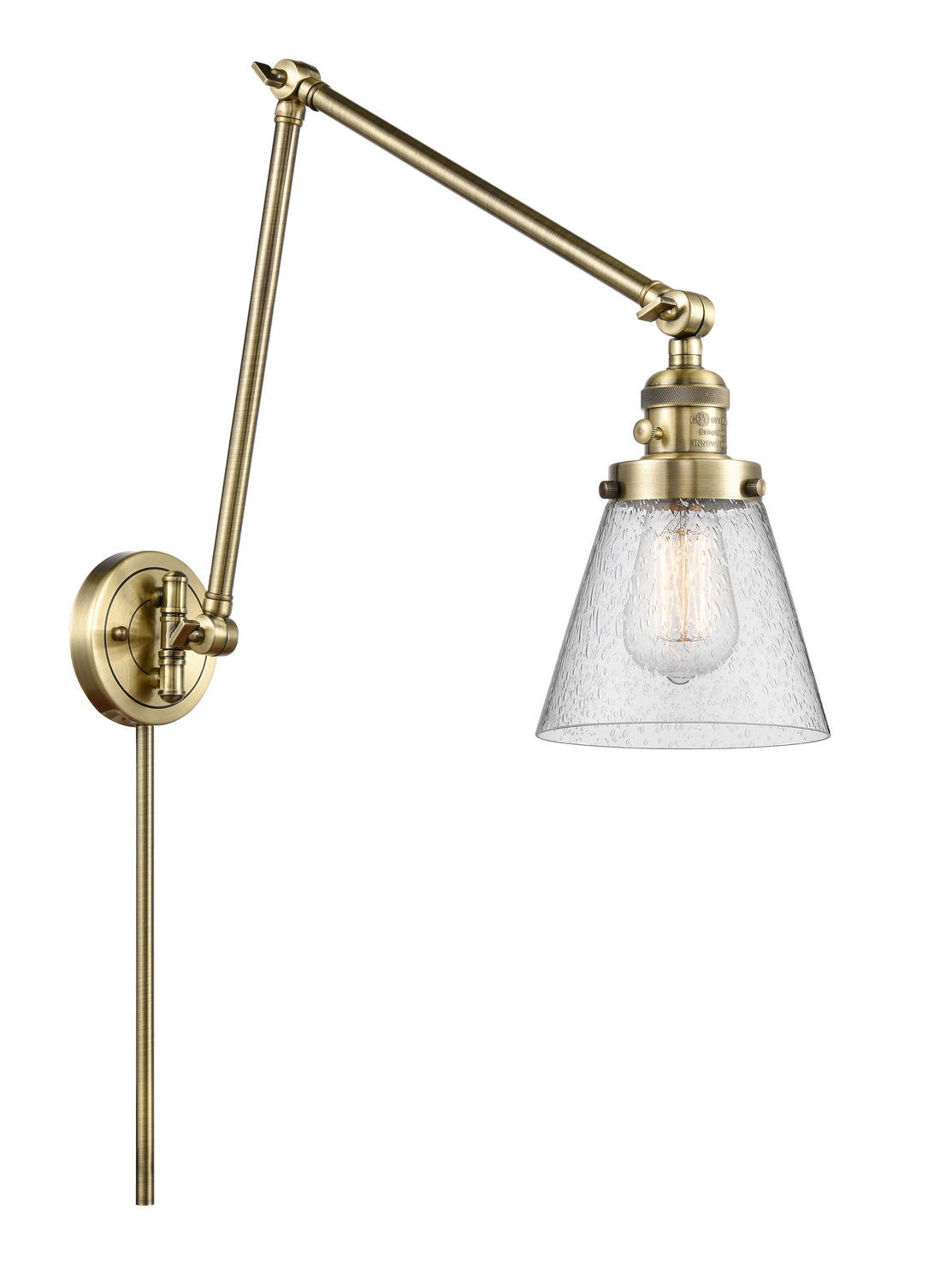 One Light Swing Arm by Innovations - Franklin Restoration Collection, Antique Brass Finish - 238-AB-G64