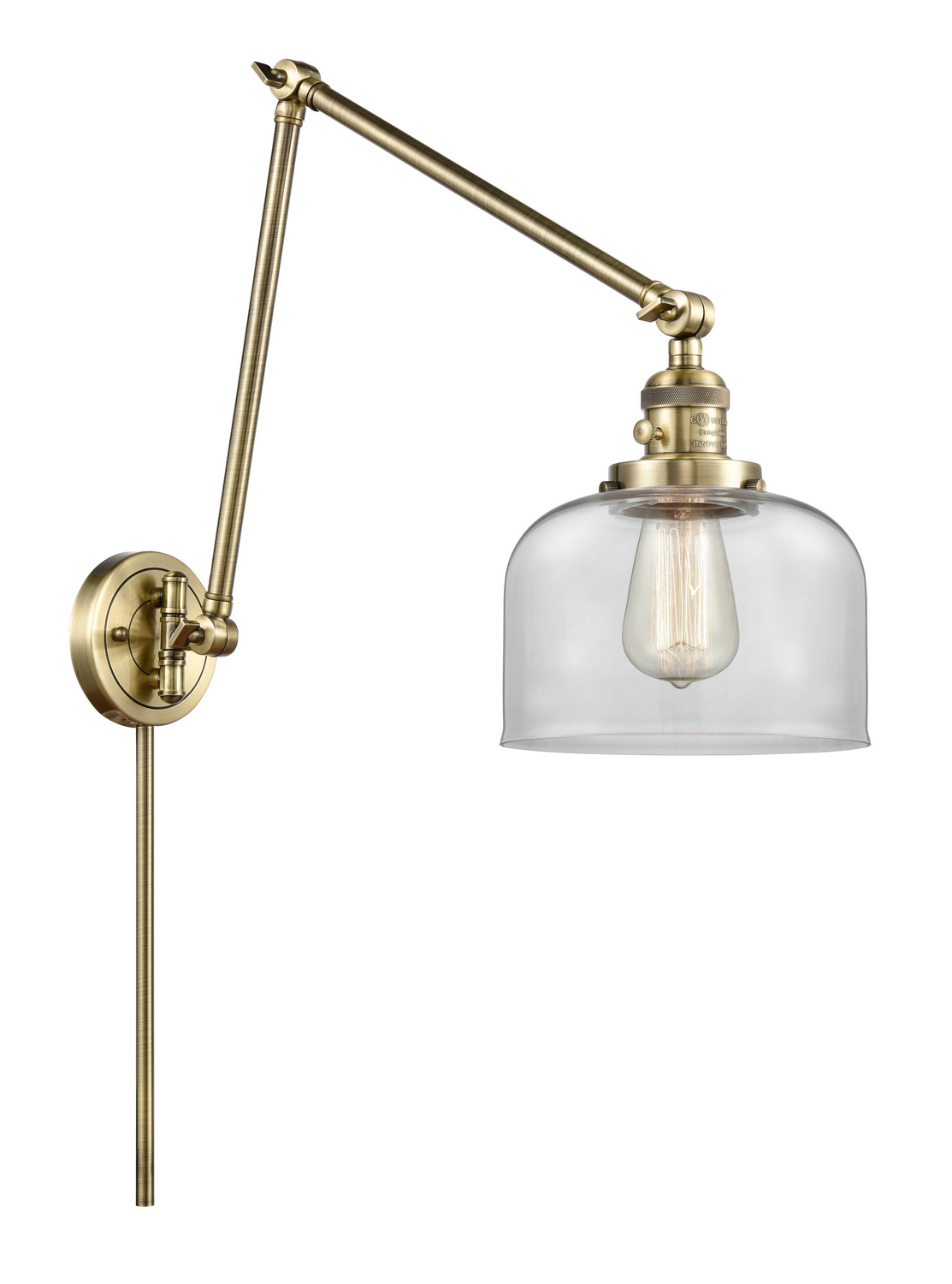 One Light Swing Arm by Innovations - Franklin Restoration Collection, Antique Brass Finish - 238-AB-G72