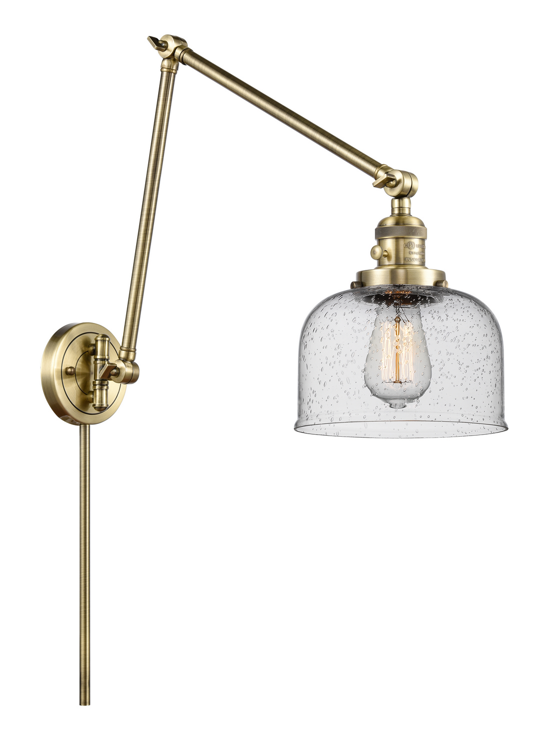 One Light Swing Arm by Innovations - Franklin Restoration Collection, Antique Brass Finish - 238-AB-G74
