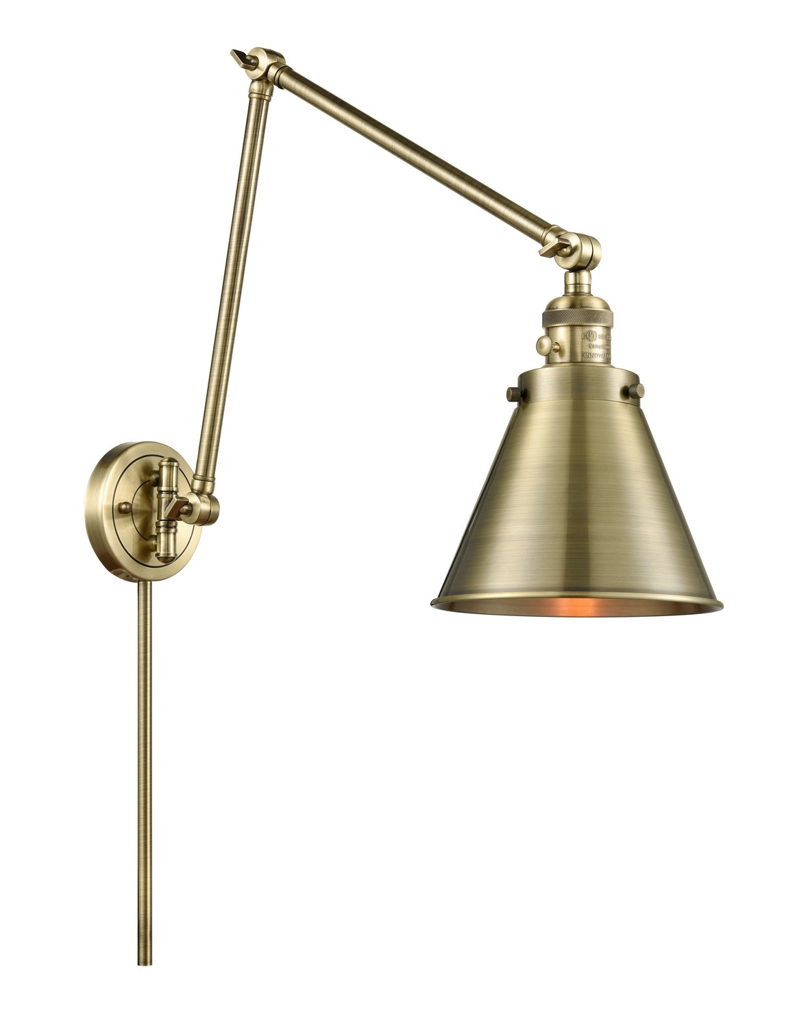 LED Swing Arm by Innovations - Franklin Restoration Collection, Antique Brass Finish - 238-AB-M13-AB-LED