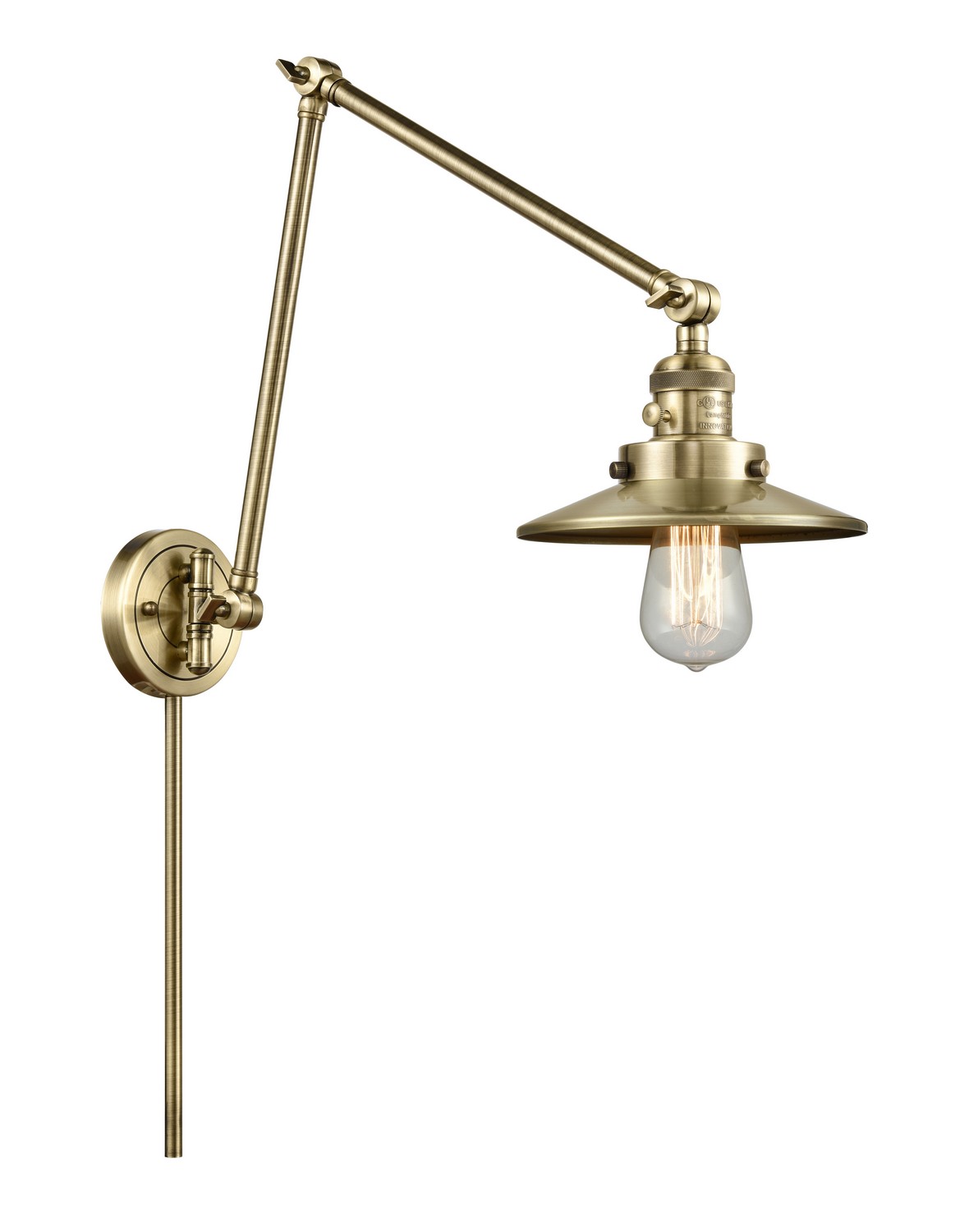 One Light Swing Arm by Innovations - Franklin Restoration Collection, Antique Brass Finish - 238-AB-M4