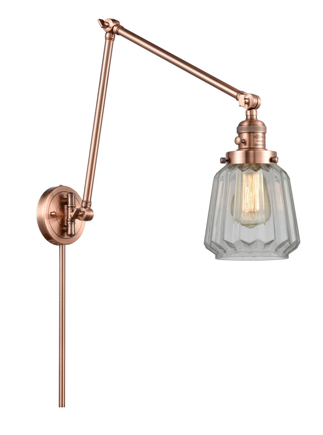 LED Swing Arm by Innovations - Franklin Restoration Collection, Antique Copper Finish - 238-AC-G142-LED