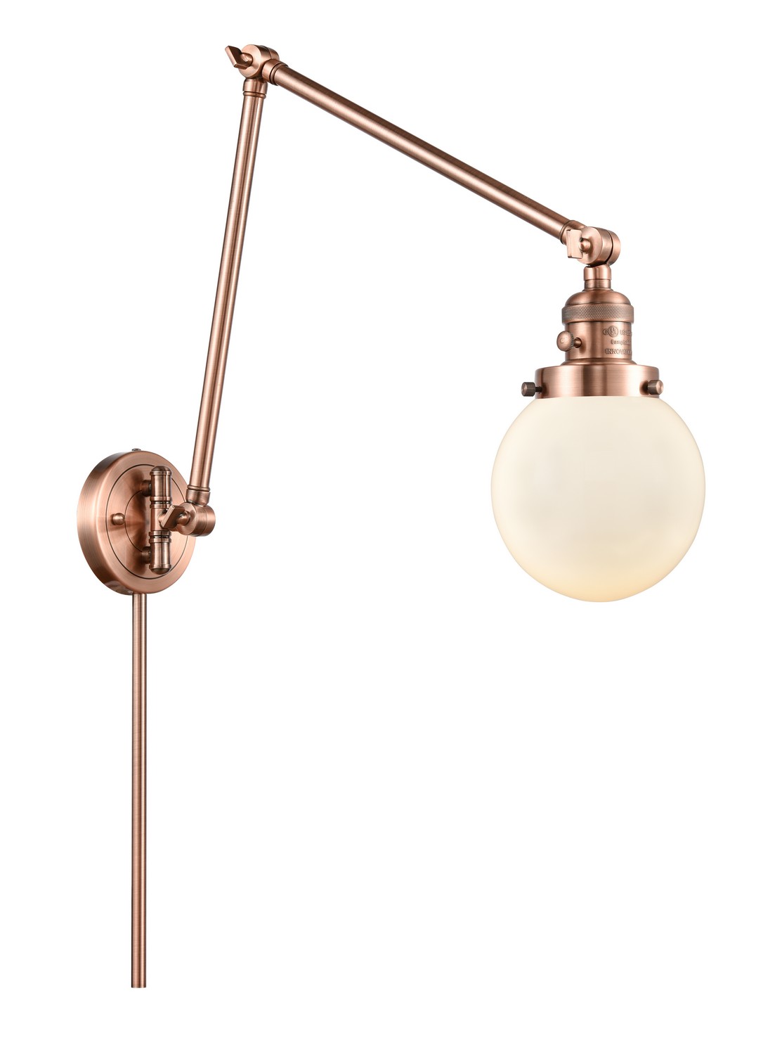 LED Swing Arm by Innovations - Franklin Restoration Collection, Antique Copper Finish - 238-AC-G201-6-LED